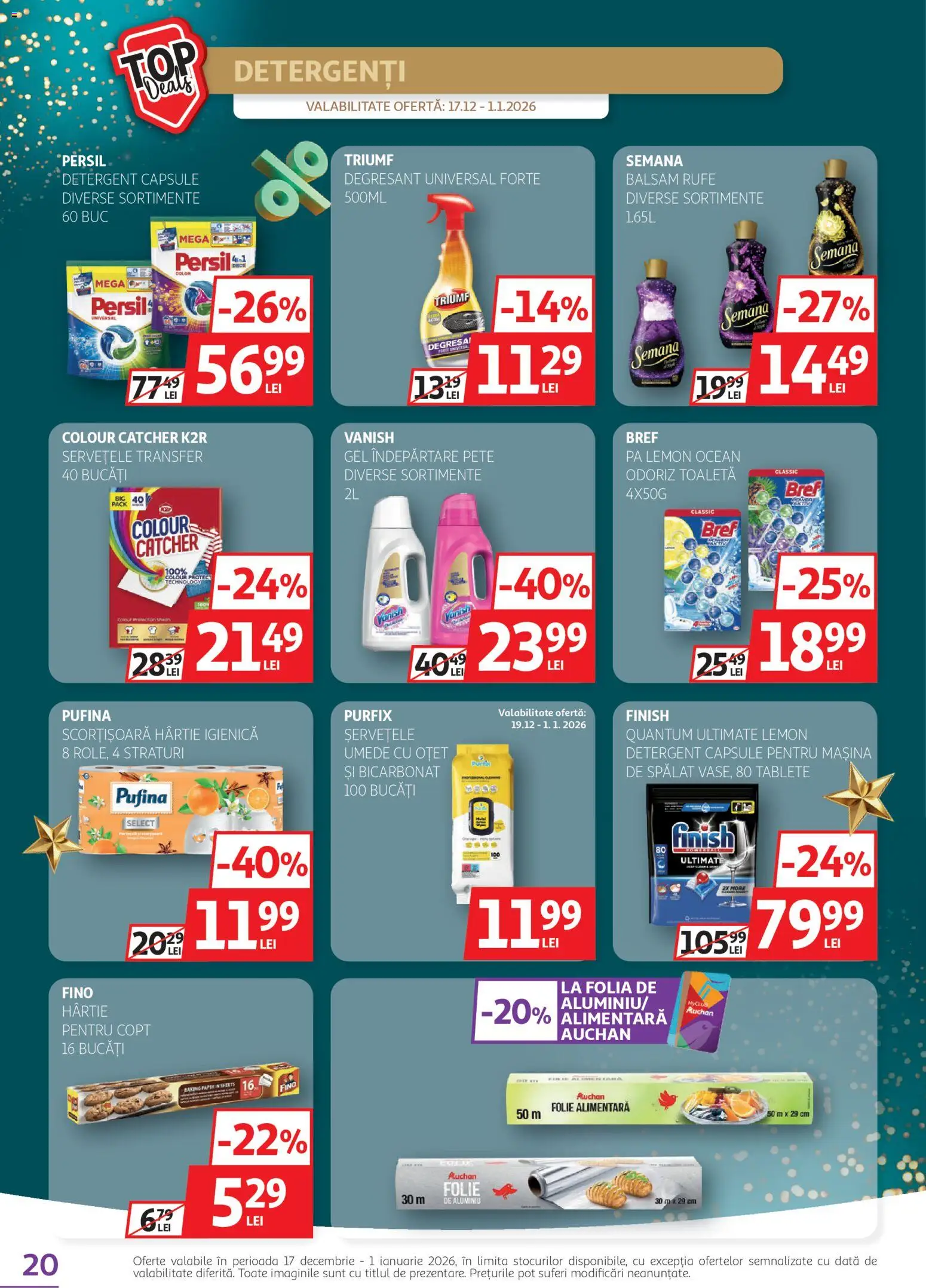Catalog Auchan 17 - 31 Decembrie 2025 | Pagina 20 | Produse: Toaletă, Oțet, Detergent, Çelik Mama ve Su Kabı