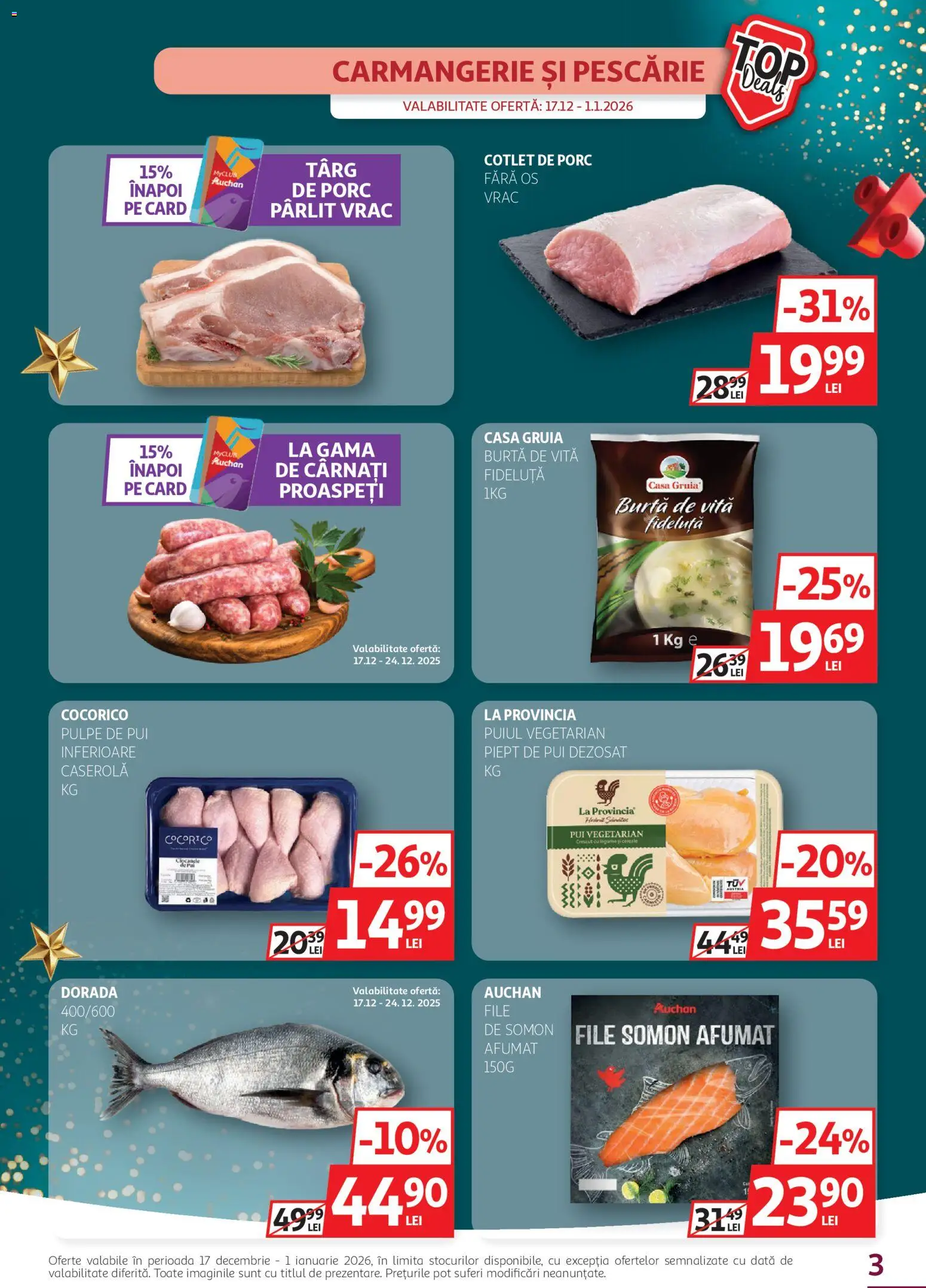 Catalog Auchan 17 - 31 Decembrie 2025 | Pagina 3 | Produse: Lait de coco, Hacıyatmaz Kedi Oyuncağı, Legume, Cârnați