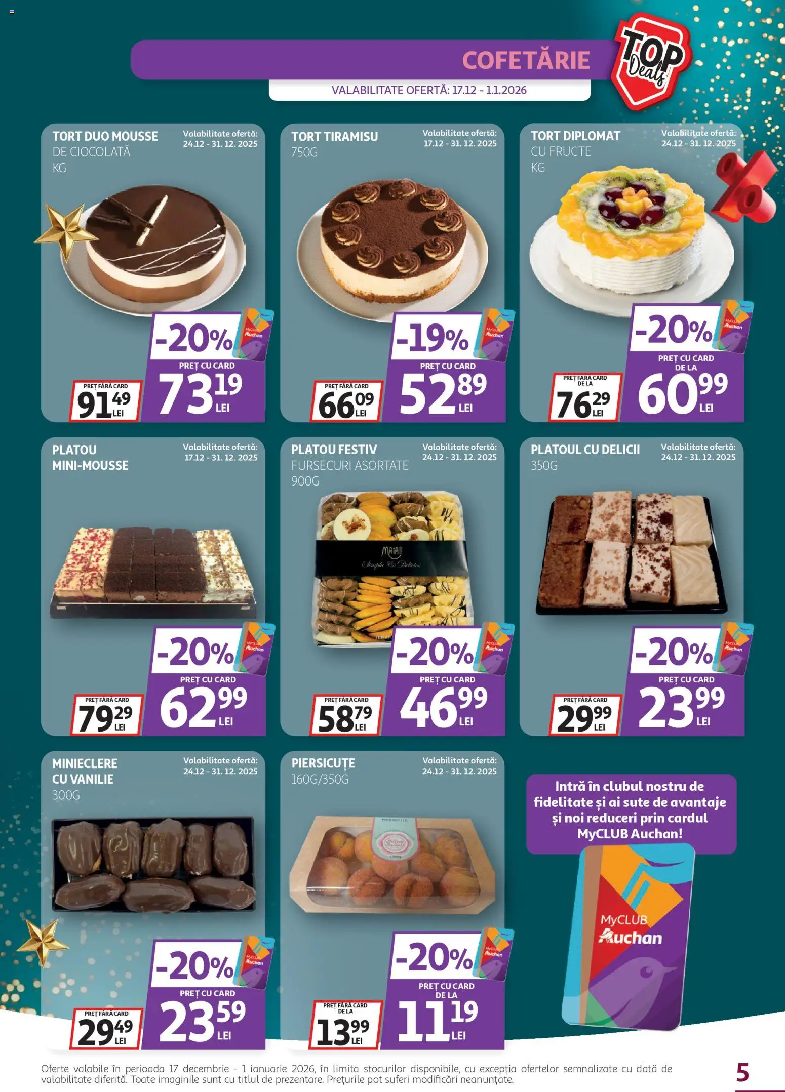 Catalog Auchan 17 - 31 Decembrie 2025 | Pagina 5 | Produse: Tort, Tiramisu, Ciocolată, Fructe