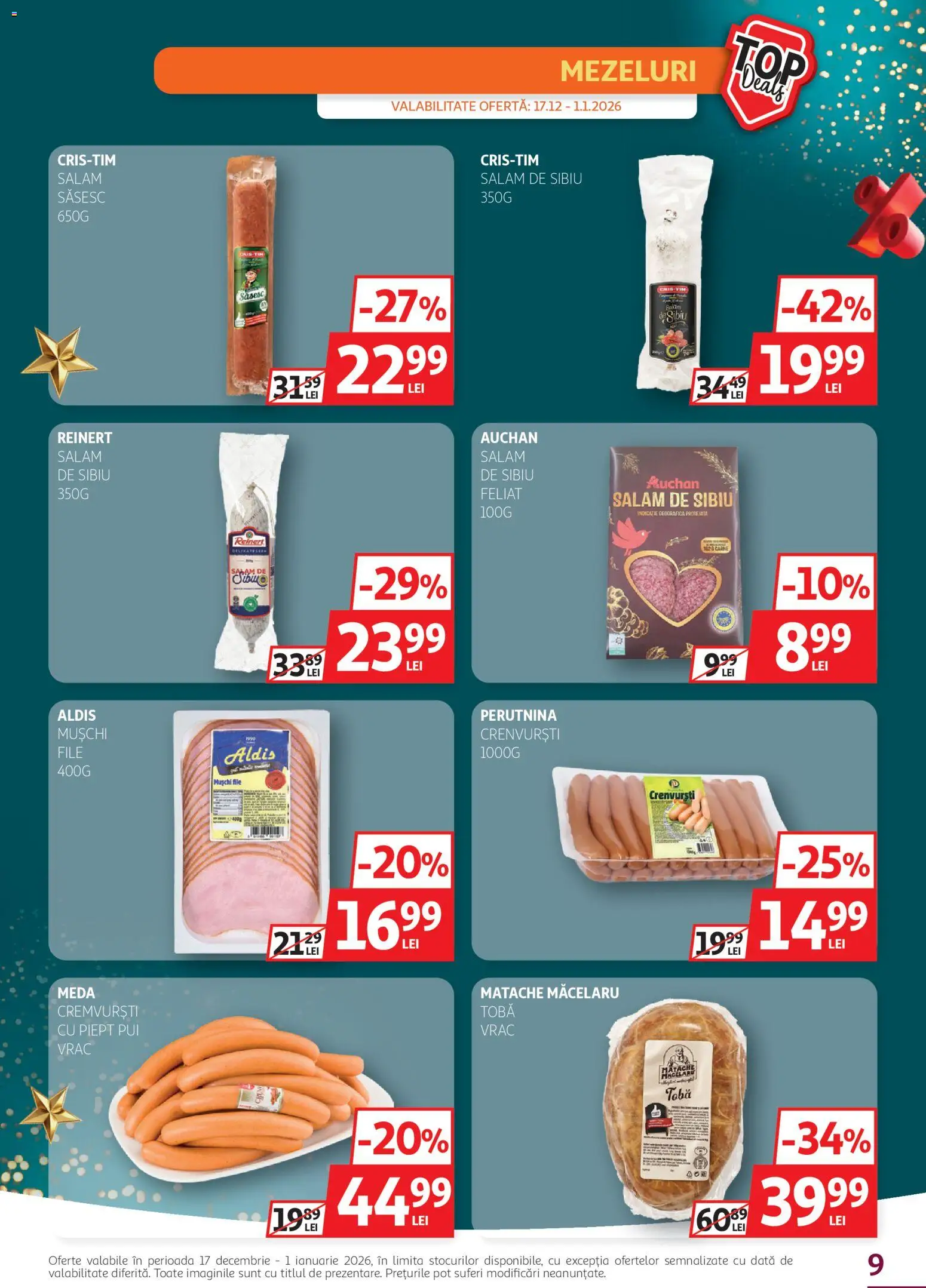 Catalog Auchan 17 - 31 Decembrie 2025 | Pagina 9 | Produse: Hacıyatmaz Kedi Oyuncağı, Crenvurști, Salam