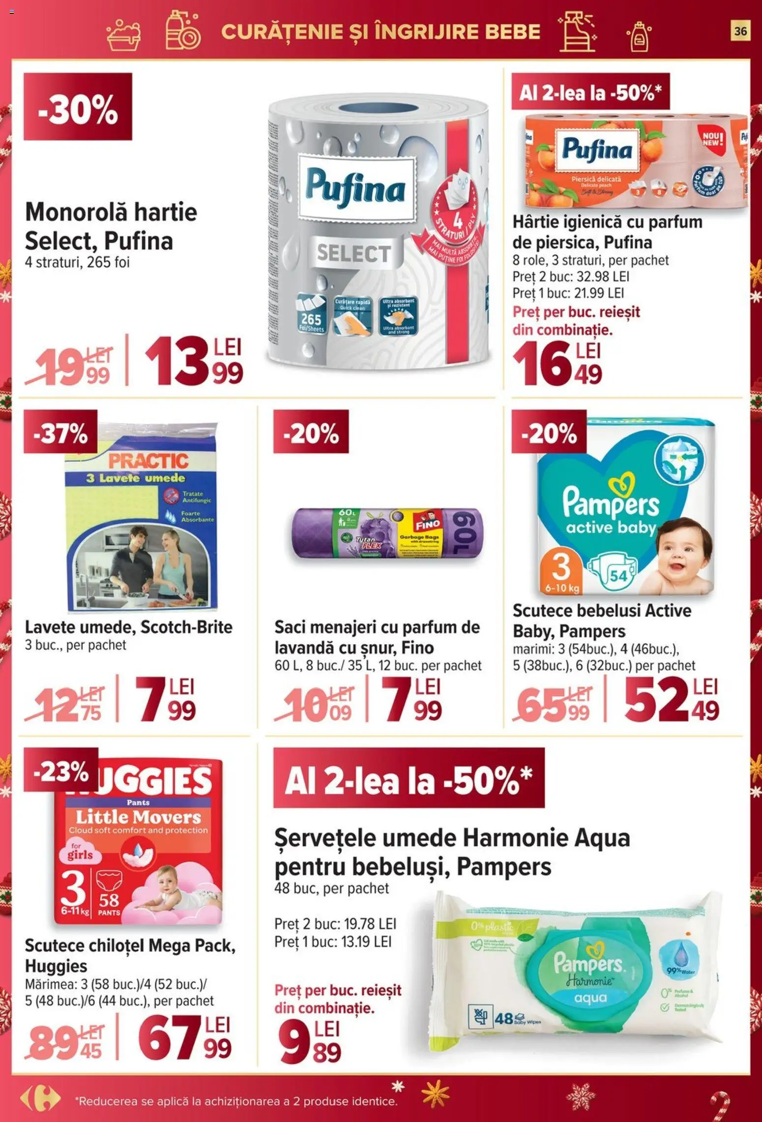 Catalog Carrefour 17 - 25 Decembrie 2025 | Pagina 36 | Produse: Piersică, Saci menajeri, Șervețele umede, Scutece