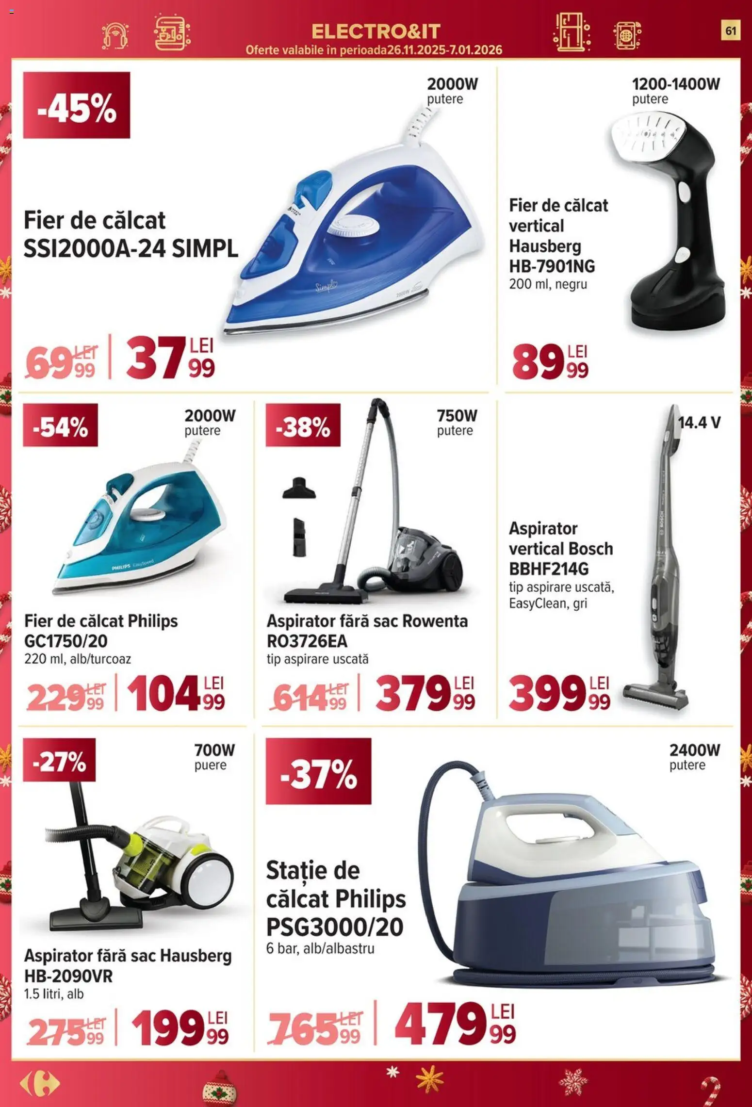 Catalog Carrefour 17 - 25 Decembrie 2025 | Pagina 61 | Produse: Enginar, Fier de călcat, Aspirator