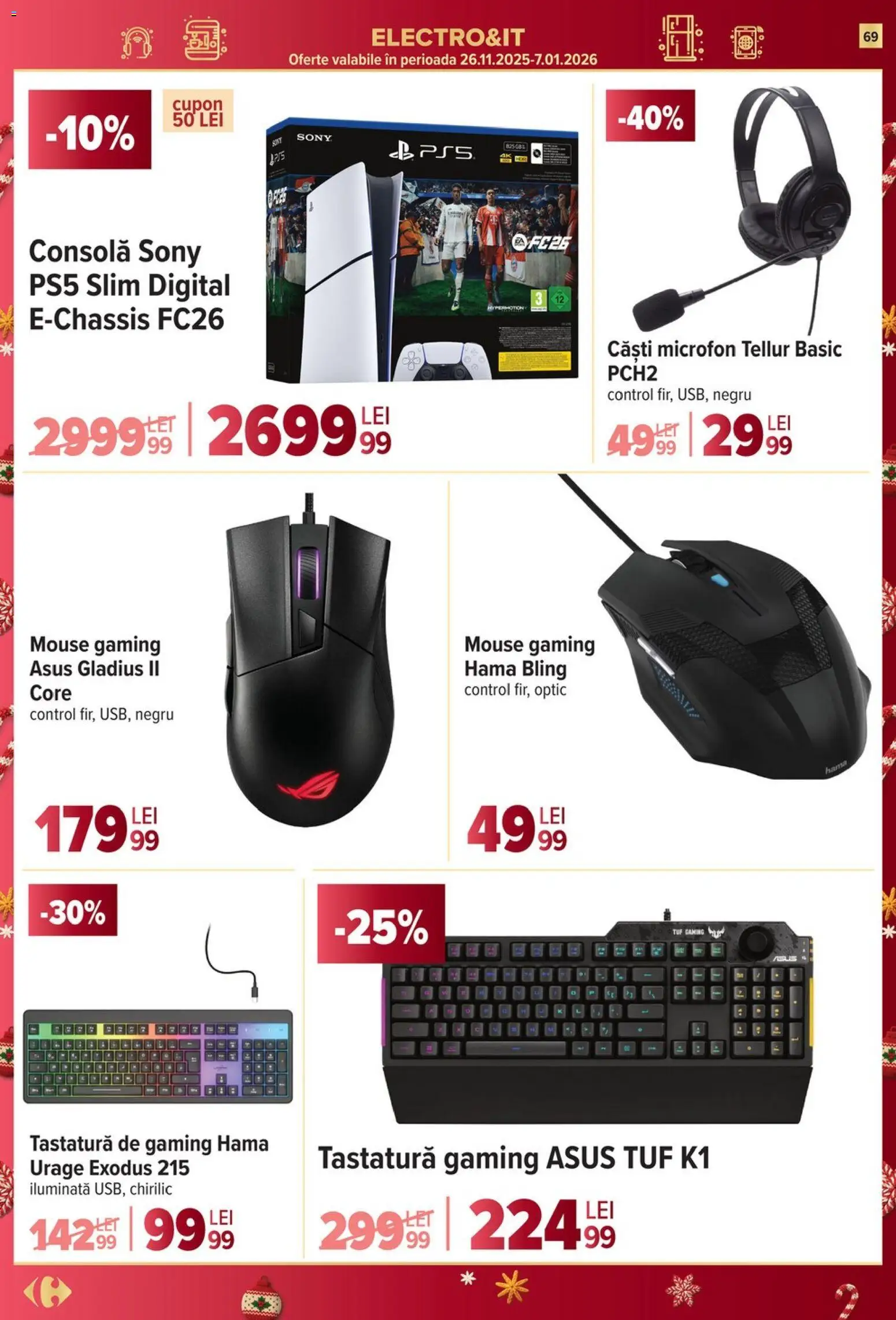 Catalog Carrefour 17 - 25 Decembrie 2025 | Pagina 69 | Produse: Mouse, Tastatură, Căști, Microfon