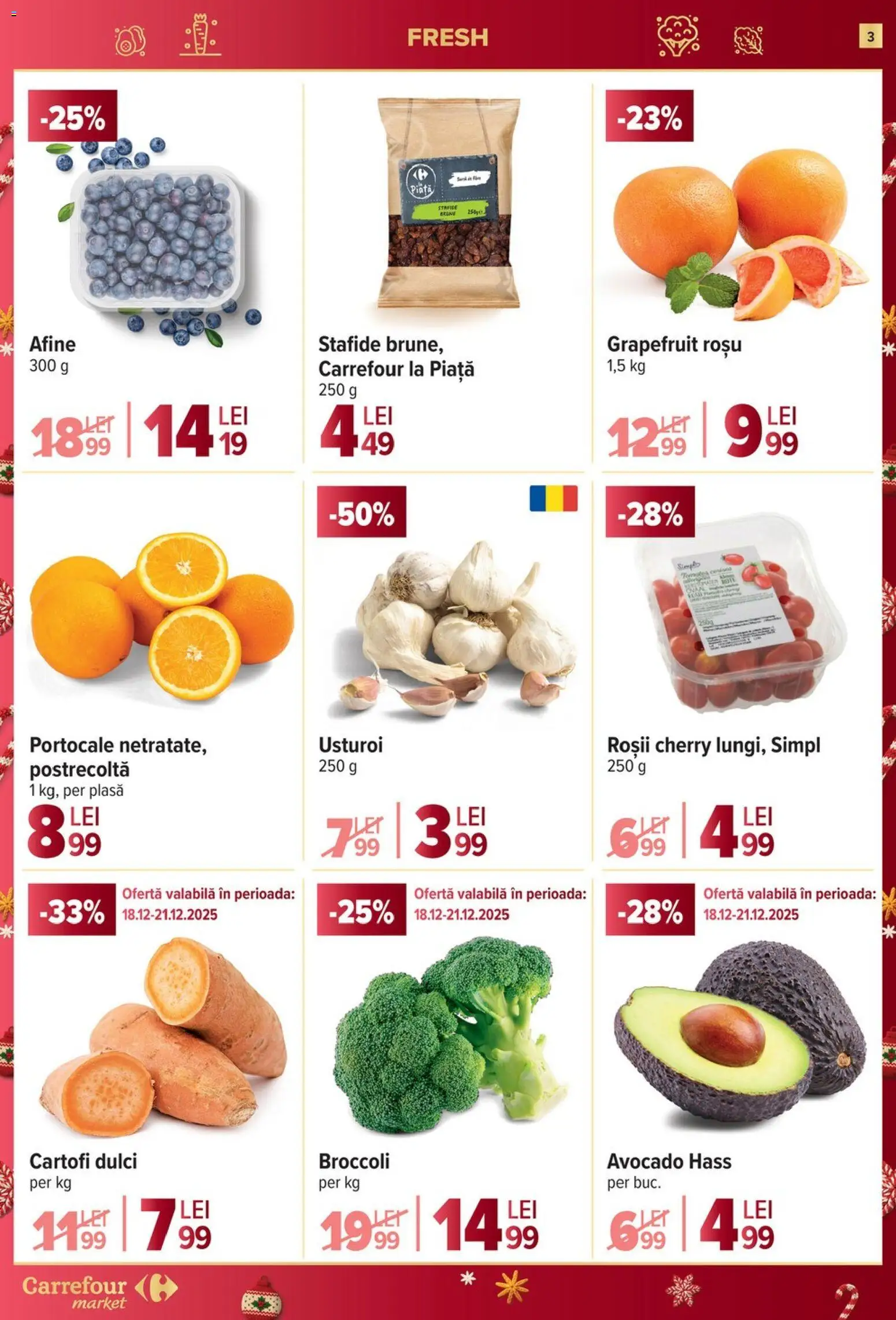 Catalog Carrefour 17 - 25 Decembrie 2025 | Pagina 3 | Produse: Afine, Taneli organik hardal, Roșii, Avocado