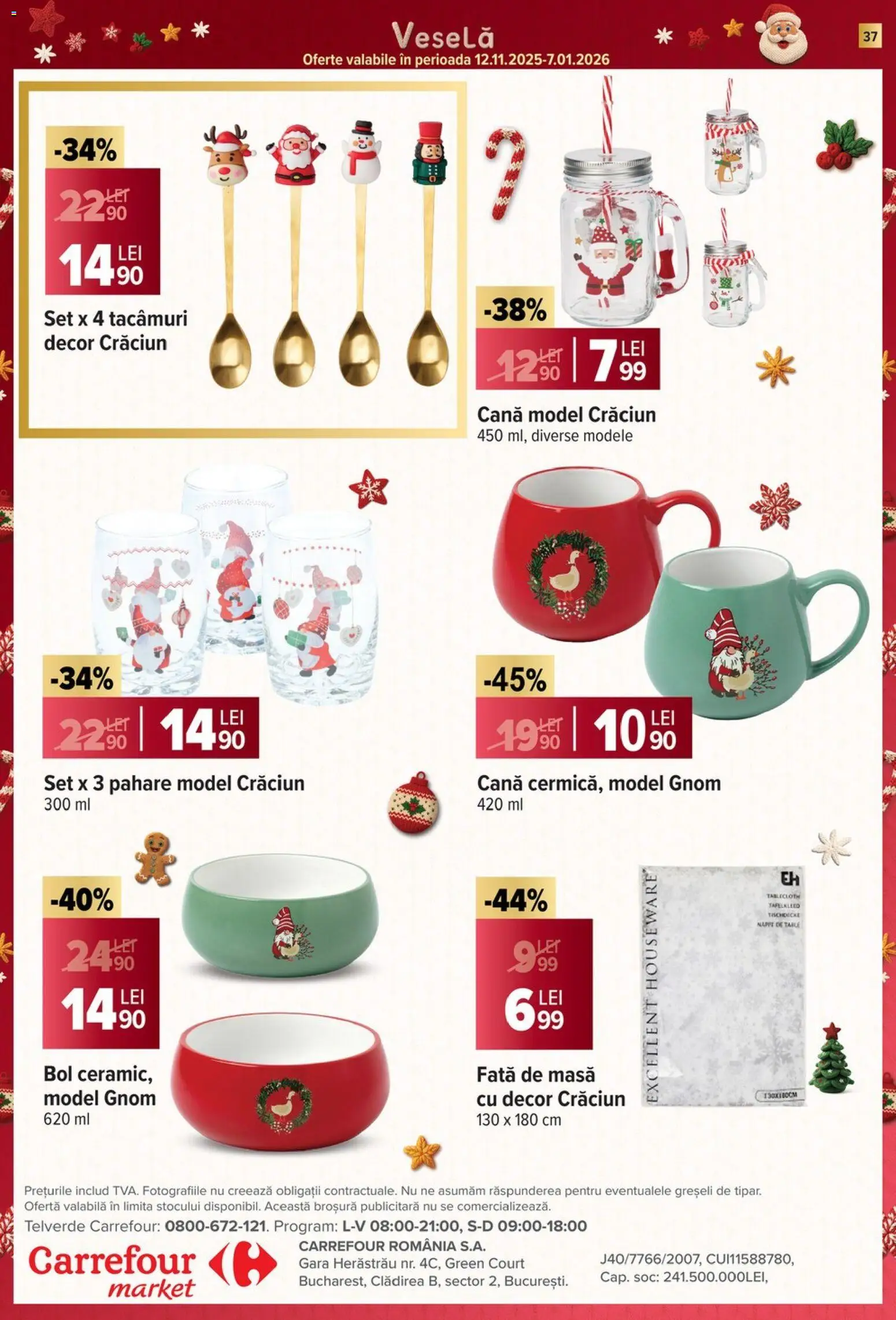 Catalog Carrefour 17 - 25 Decembrie 2025 | Pagina 37 | Produse: Pahare, Față de masă, Bol, Masă