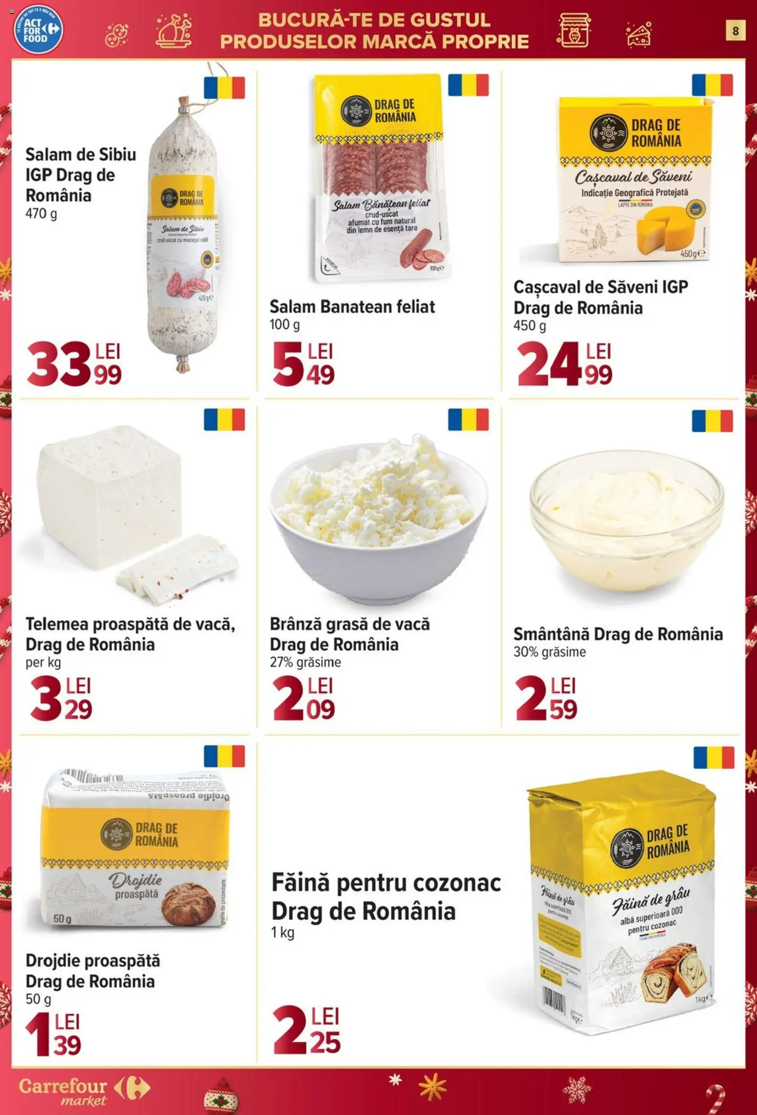 Catalog Carrefour 17 - 25 Decembrie 2025 | Pagina 8 | Produse: Brânză, Salam, Făină, Smântână