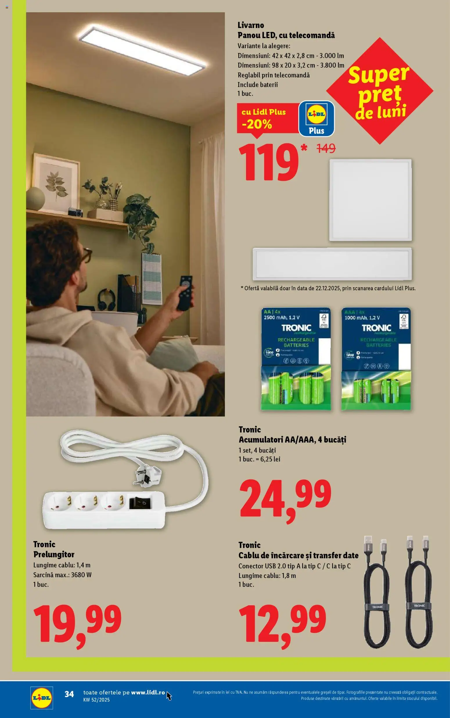 Catalog LIDL 22 - 23 Decembrie 2025 | Pagina 34 | Produse: Cablu, Conector, Usb, Baterii