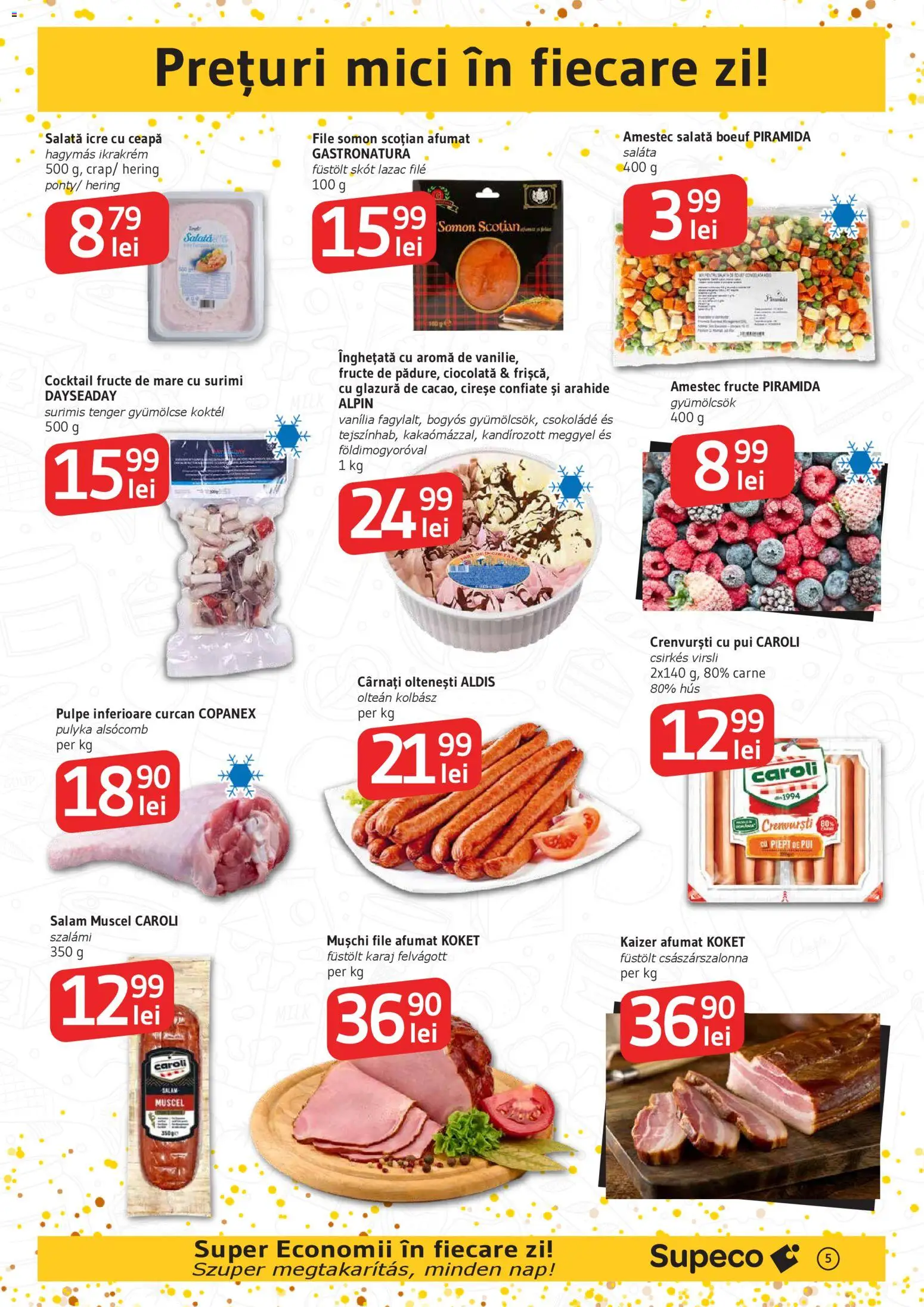 Catalog Supeco 27 Decembrie 2025 - 6 Ianuarie 2026 | Pagina 5 | Produse: Hacıyatmaz Kedi Oyuncağı, Salam, Înghețată, Fructe