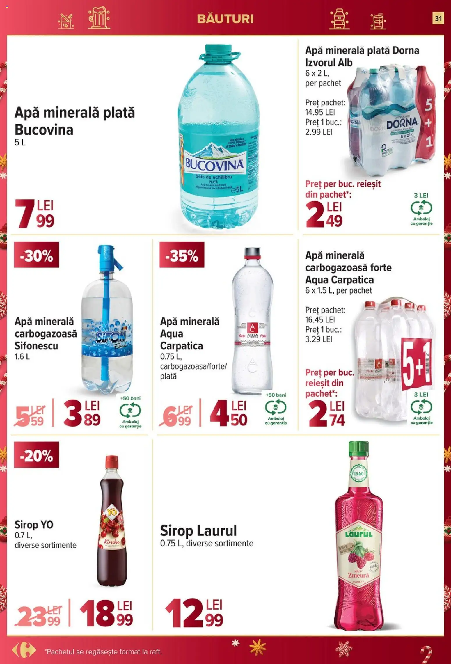Catalog Carrefour 27 Decembrie 2025 - 6 Ianuarie 2026 | Pagina 31 | Produse: Zmeură, Yazı tahtası kalemi, Sirop, Apă