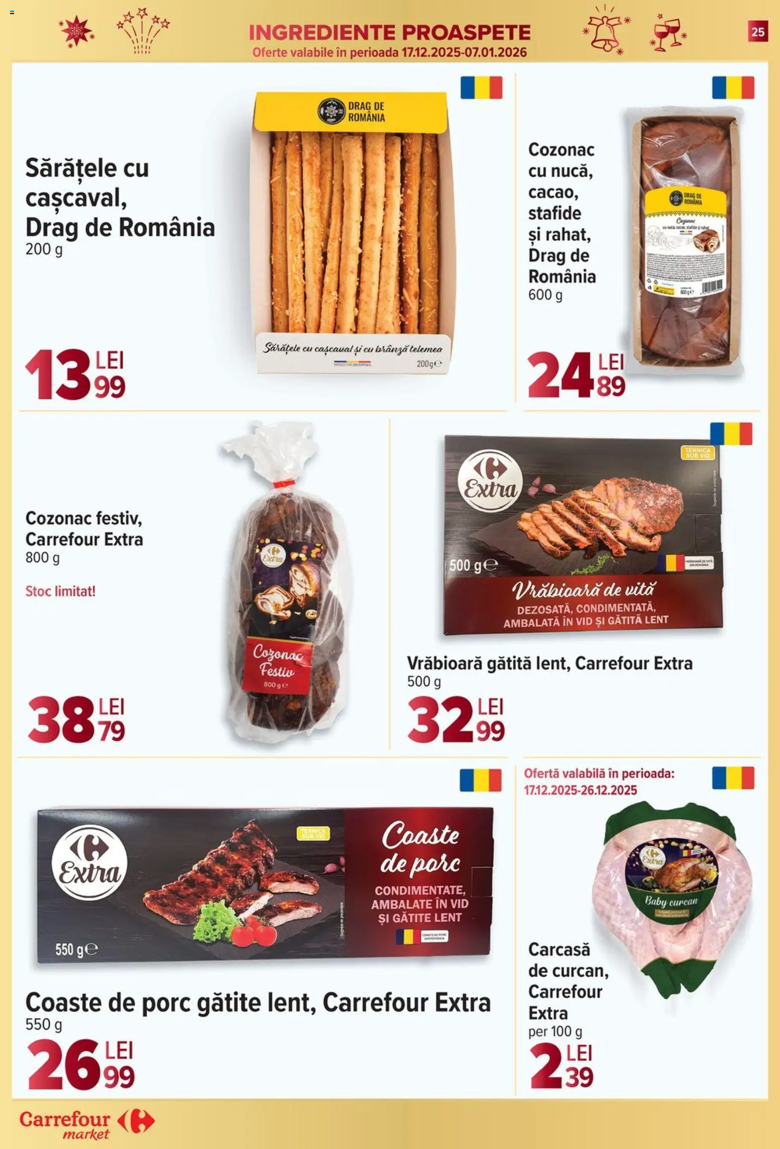 Catalog Carrefour 27 Decembrie 2025 - 6 Ianuarie 2026 | Pagina 25 | Produse: Carcasă, Cașcaval, Brânză, Stafide