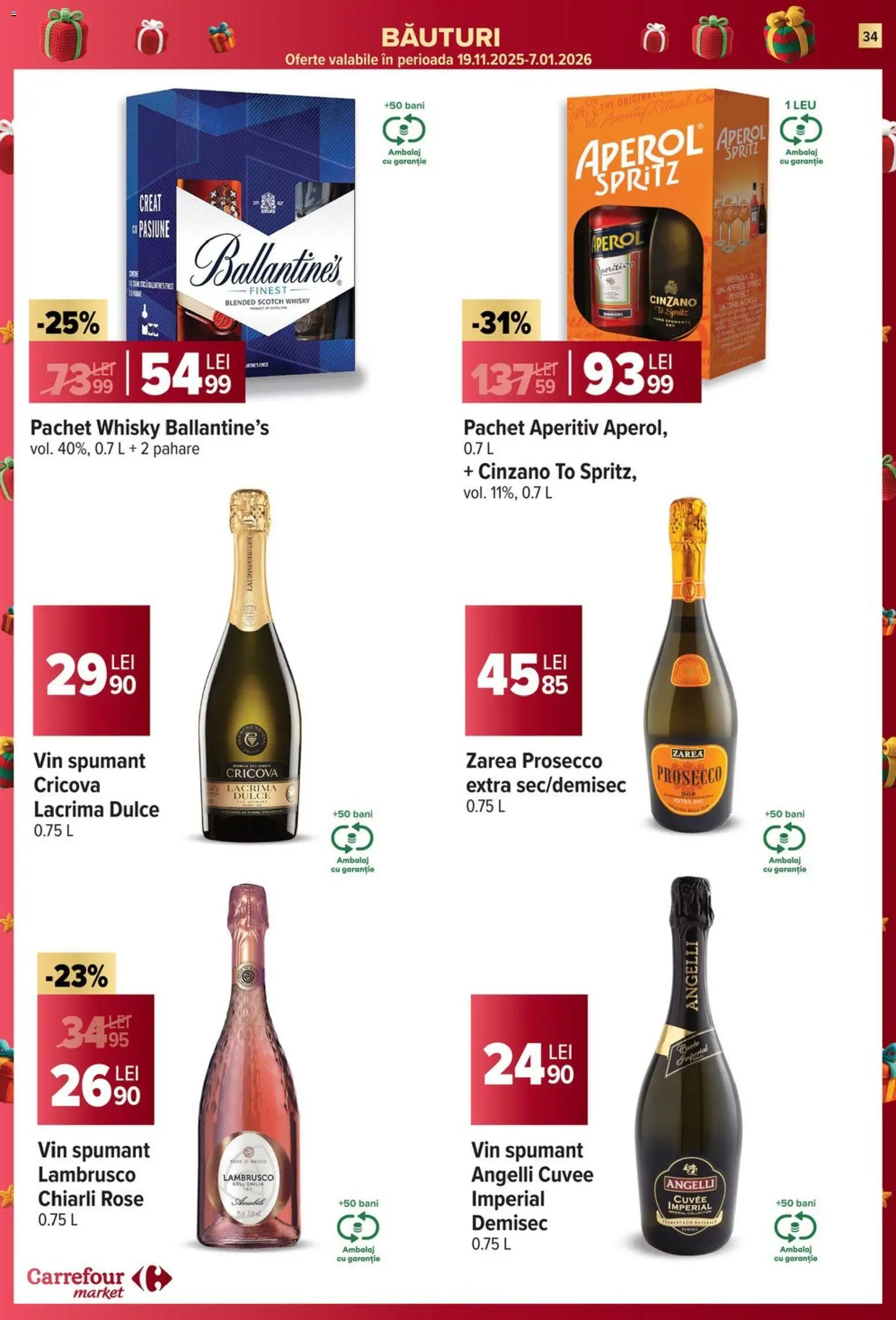 Catalog Carrefour 27 Decembrie 2025 - 6 Ianuarie 2026 | Pagina 34 | Produse: Pahare, Role, Prosecco, Aperol