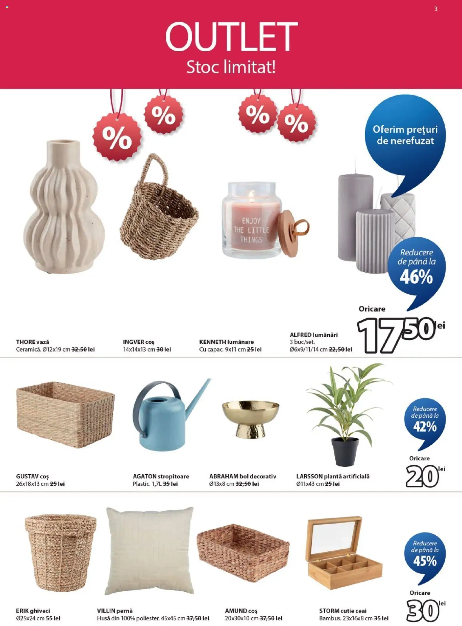 Catalog JYSK 25 Decembrie 2025 - 3 Ianuarie 2026 | Pagina 3 | Produse: Bol, Pernă, Coș, Vază