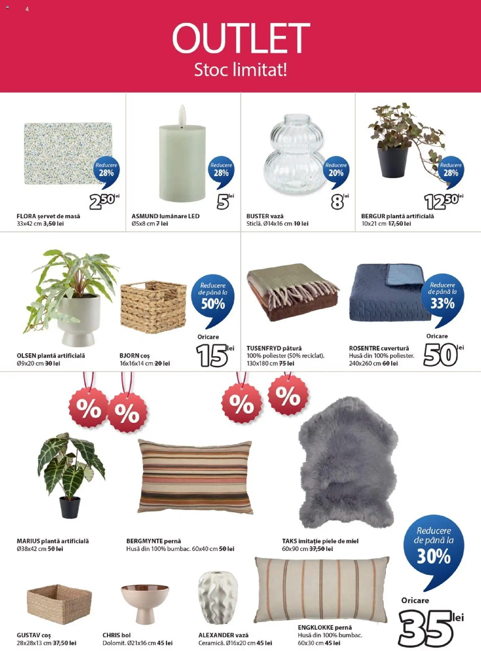 Catalog JYSK 25 Decembrie 2025 - 3 Ianuarie 2026 | Pagina 4 | Produse: Pernă, Pătură, Babak, Lumânare