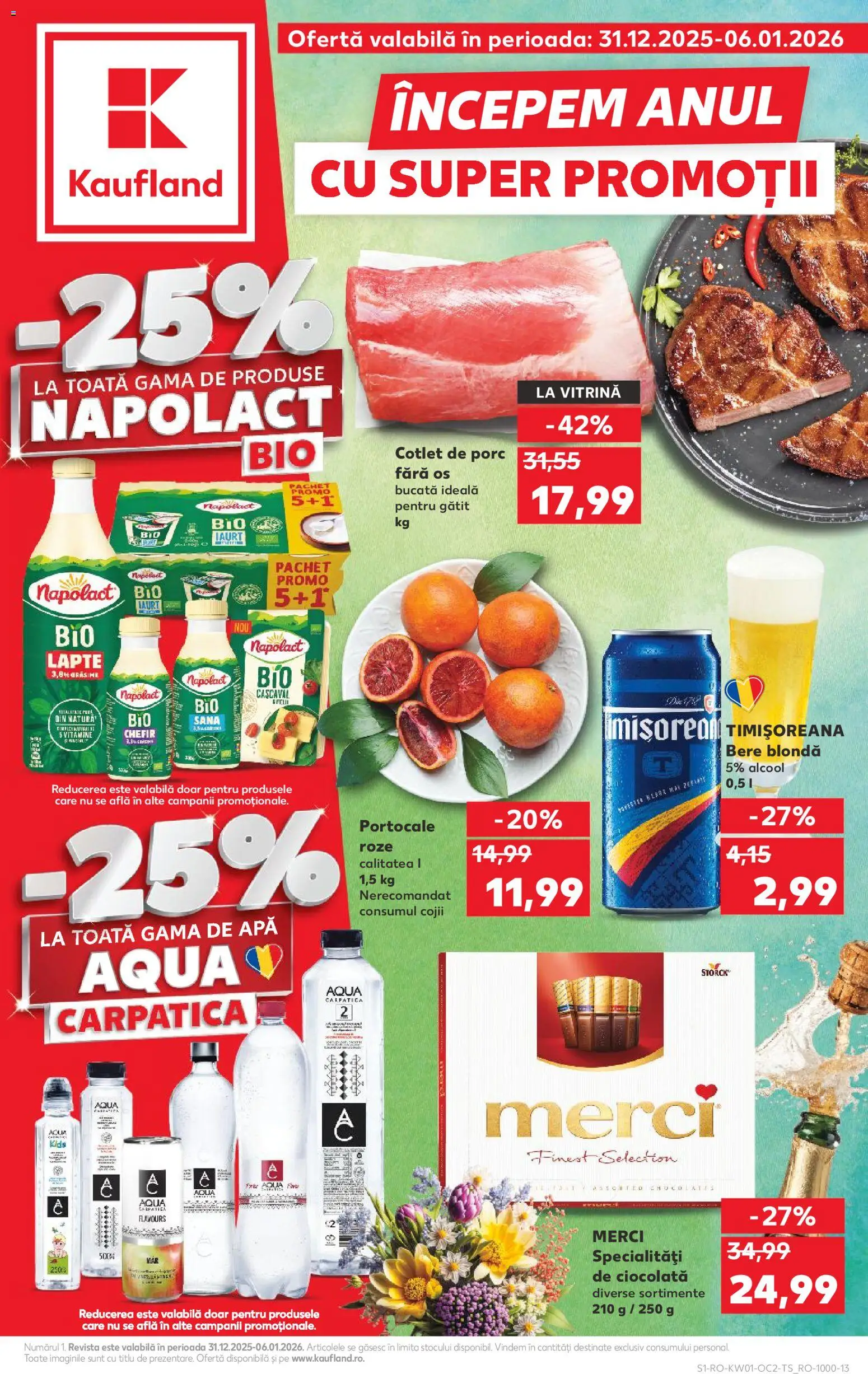Catalog Kaufland 31 Decembrie 2025 - 5 Ianuarie 2026 | Pagina 1 | Produse: Vitrină, Lapte, Ciocolată, Apă