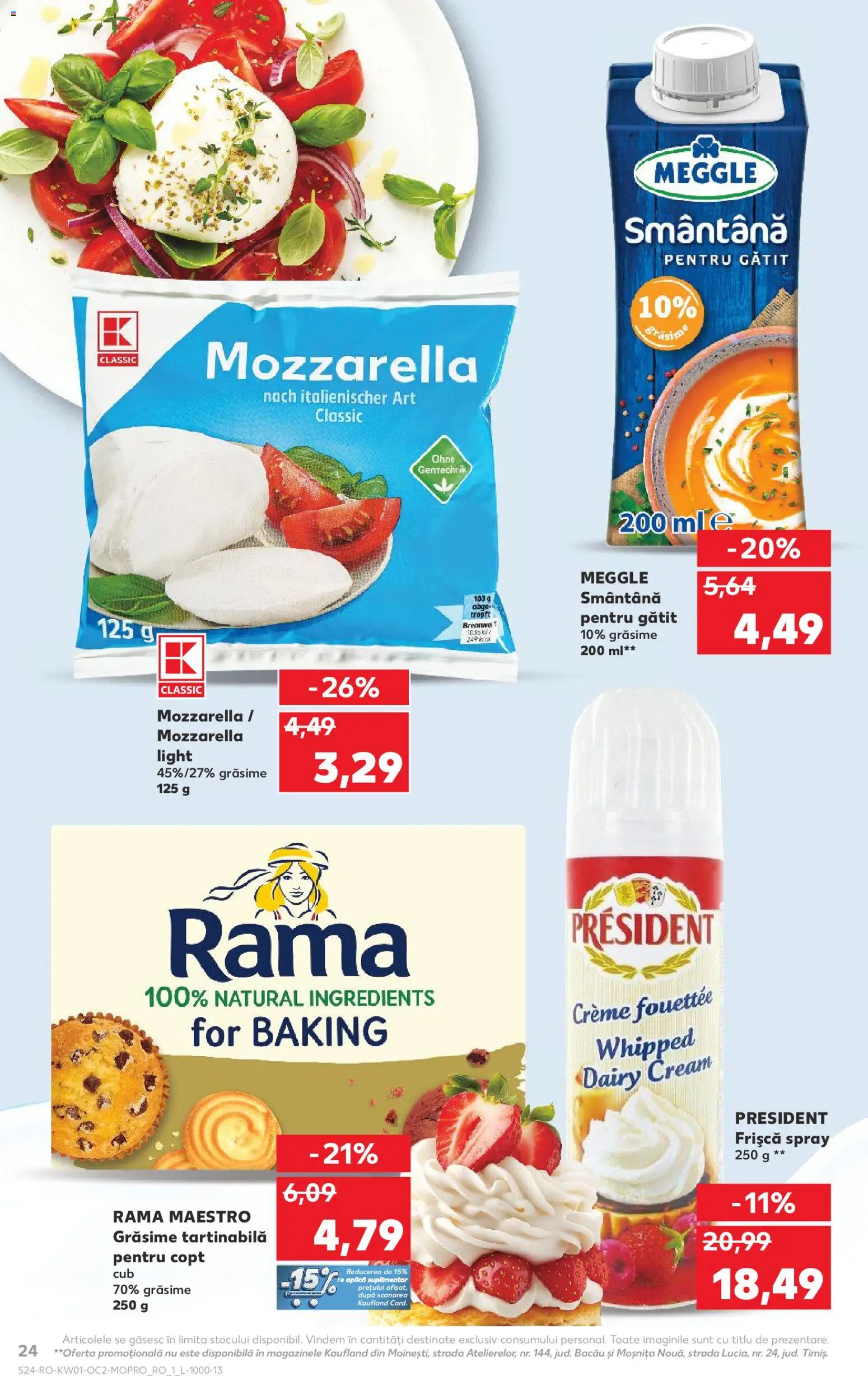 Catalog Kaufland 31 Decembrie 2025 - 5 Ianuarie 2026 | Pagina 24 | Produse: Mozzarella, Frișcă, Smântână