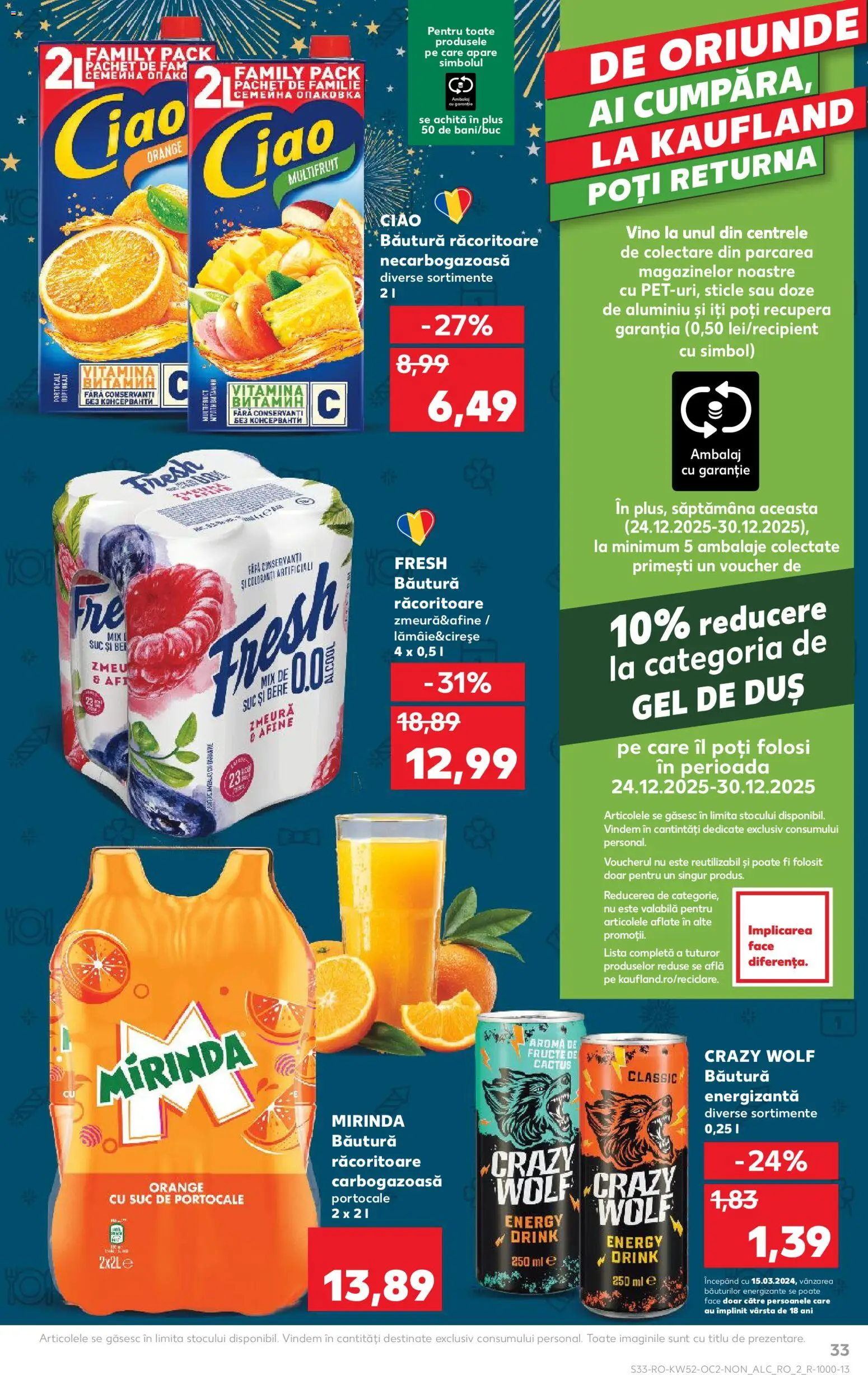 Catalog Kaufland 24 - 29 Decembrie 2025 | Pagina 33 | Produse: Duș, Bere, Băutură energizantă, Portocale