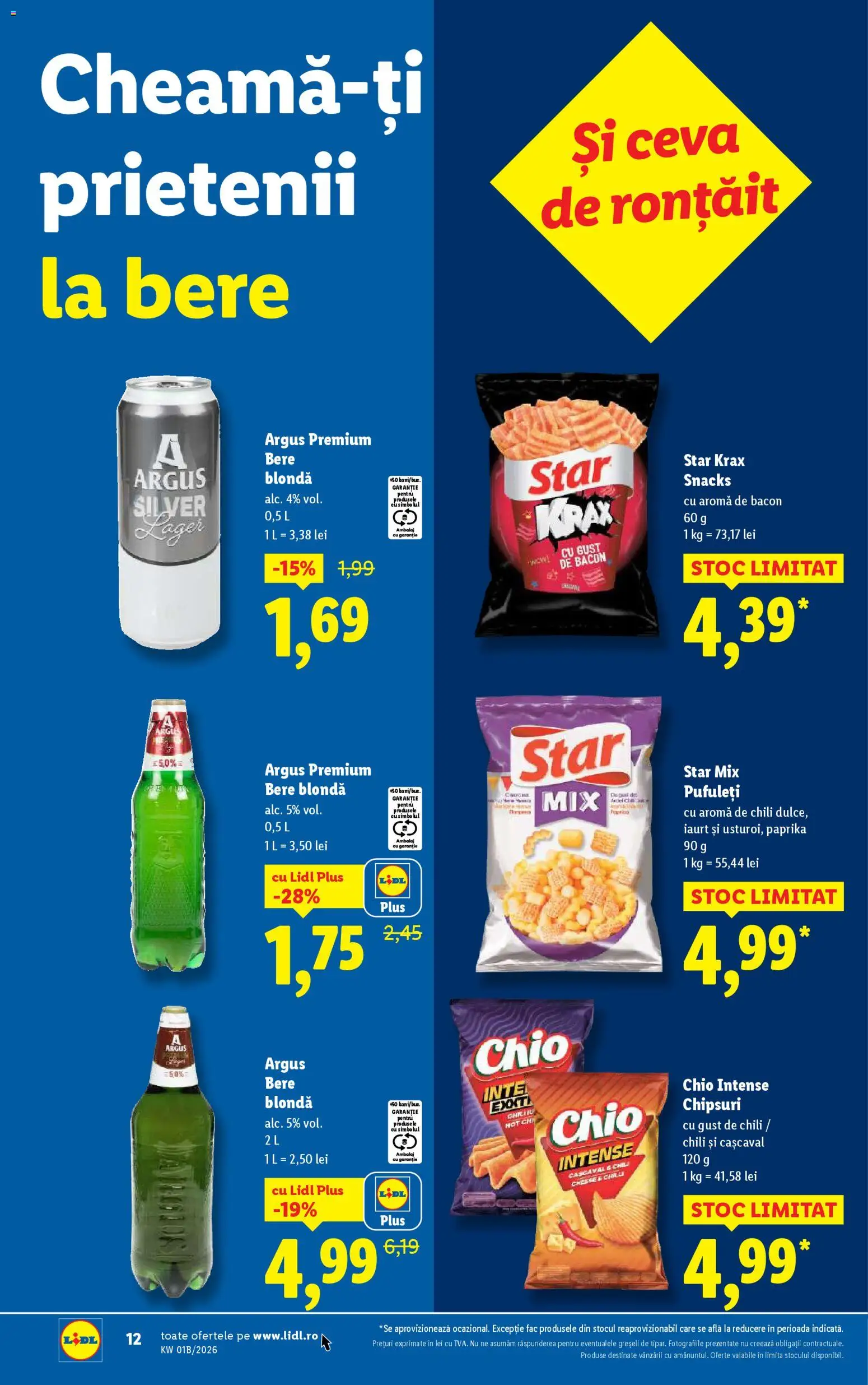 Catalog LIDL 2 - 3 Ianuarie 2026 | Pagina 12 | Produse: Cașcaval, Bere, Pufuleți, Chipsuri