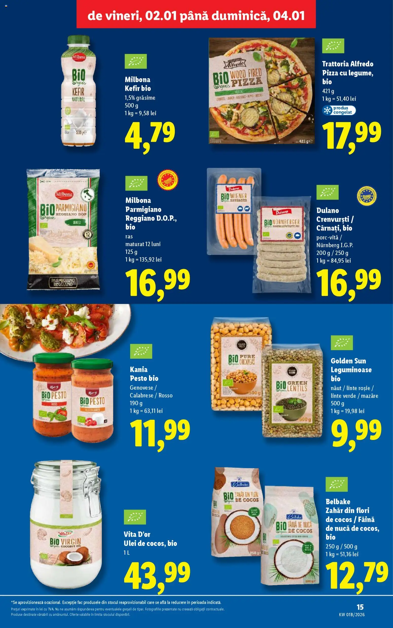 Catalog LIDL 2 - 3 Ianuarie 2026 | Pagina 15 | Produse: Crenvurști, Ulei, Pizza, Făină