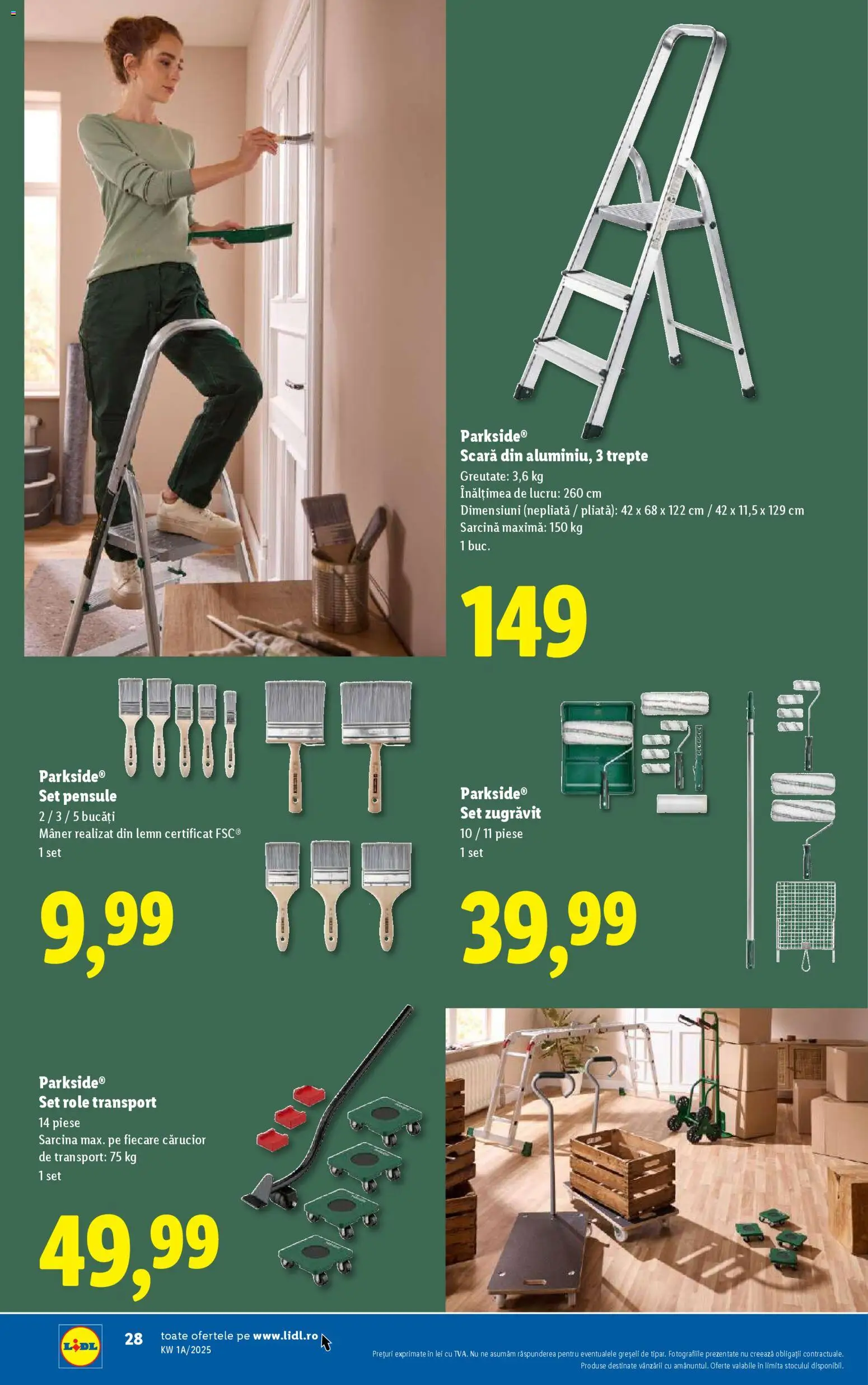 Catalog LIDL 27 - 30 Decembrie 2025 | Pagina 28 | Produse: Cărucior de transport, Scară, Mâner, Role