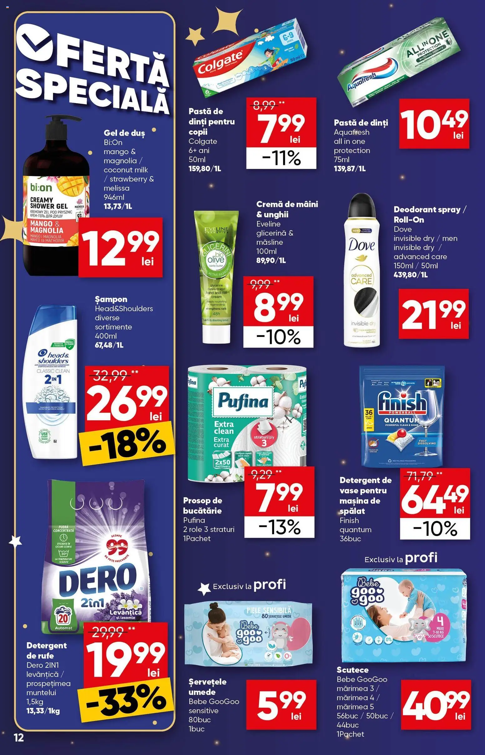 Catalog Profi 26 Decembrie 2025 - 5 Ianuarie 2026 | Pagina 12 | Produse: Detergent de vase, Cremă, Cremă de mâini, Șervețele umede