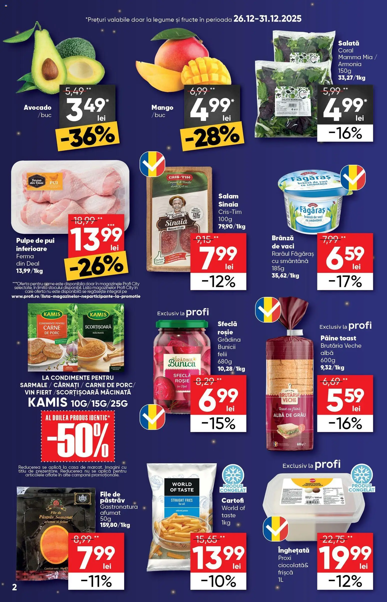 Catalog Profi 26 Decembrie 2025 - 5 Ianuarie 2026 | Pagina 2 | Produse: Salam, Frișcă, Salată, Cartofi
