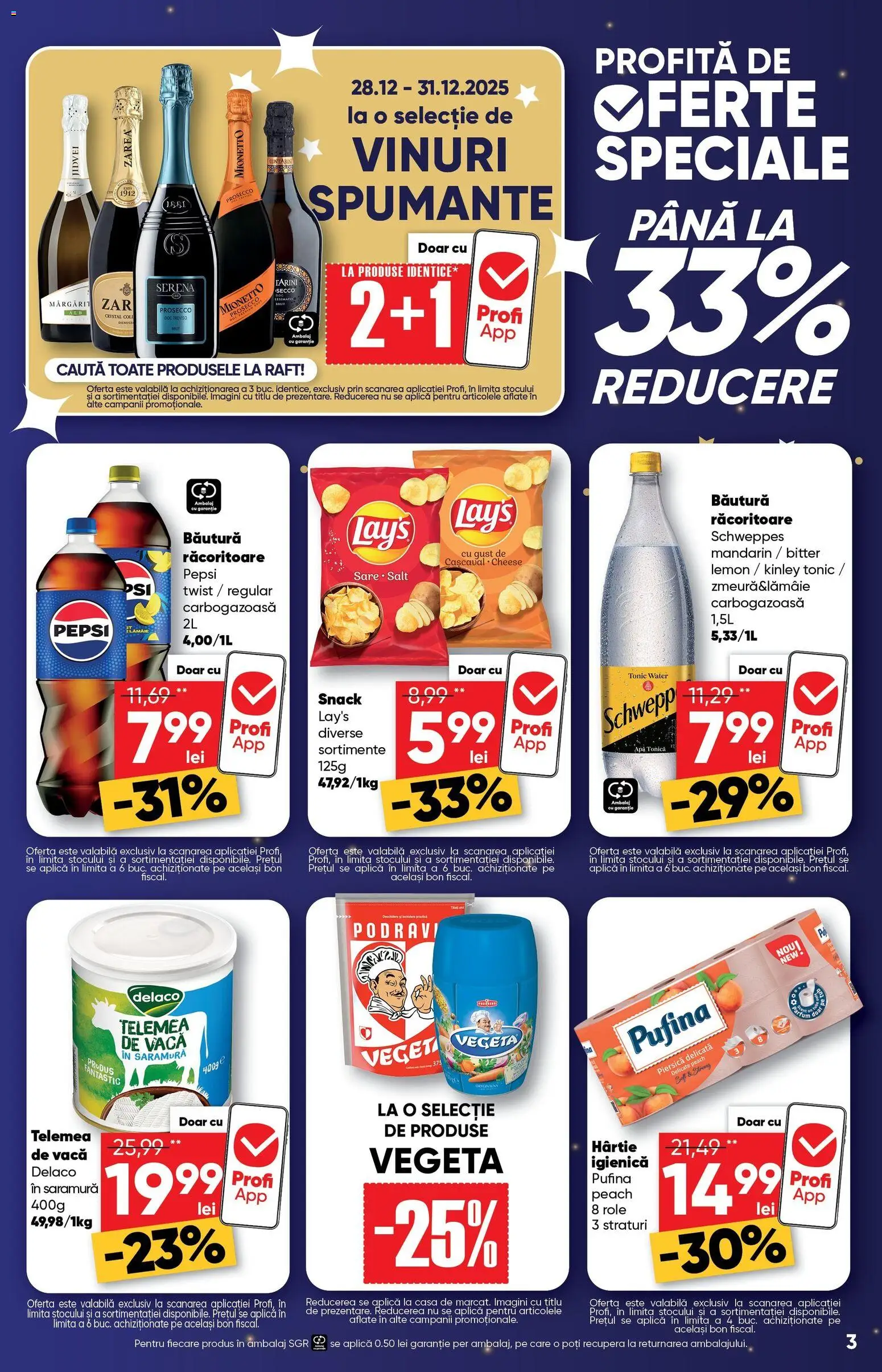 Catalog Profi 26 Decembrie 2025 - 5 Ianuarie 2026 | Pagina 3 | Produse: Light Kedi Konservesi, Raft, Role, Prosecco
