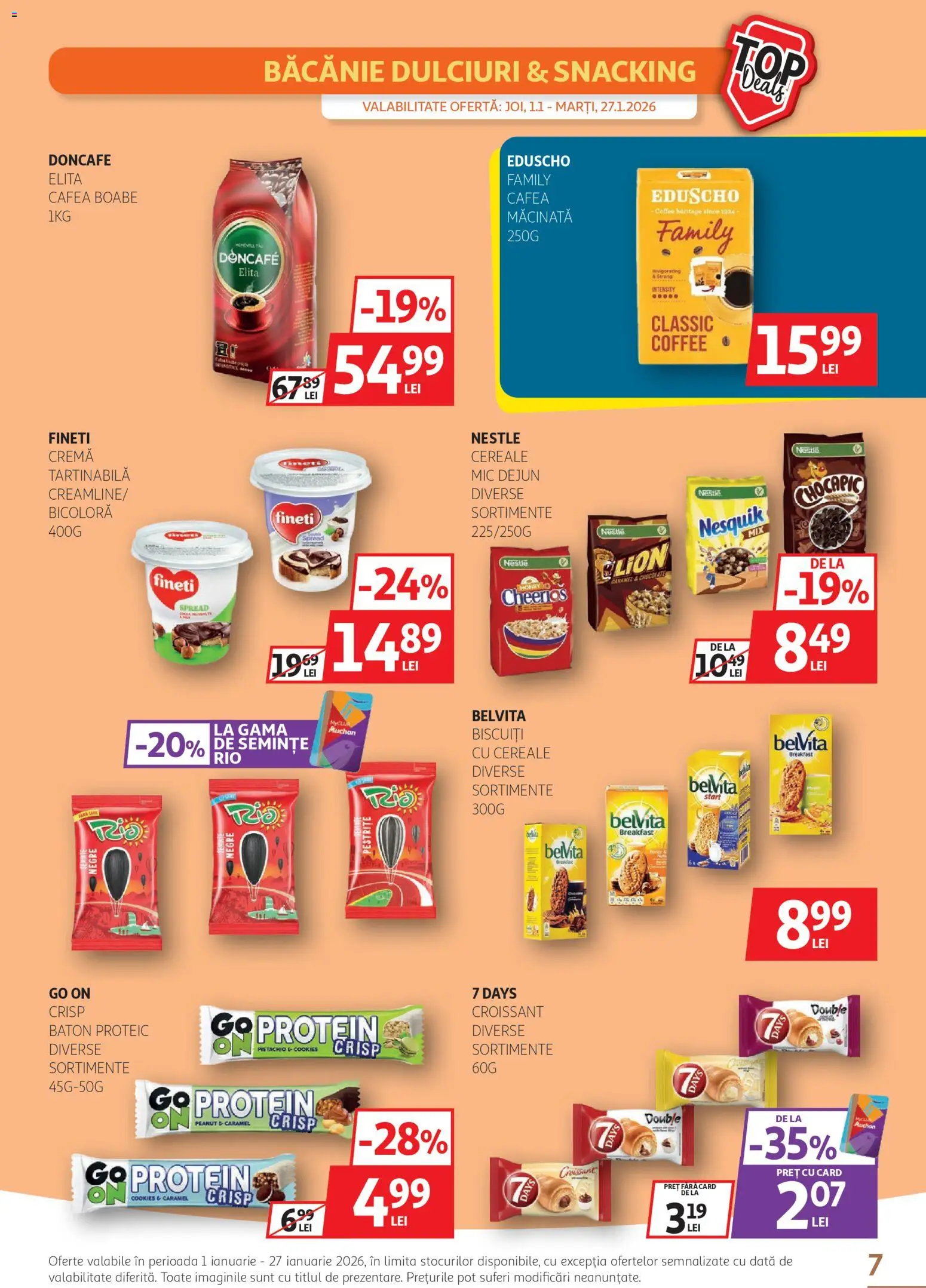 Catalog Auchan 1 - 26 Ianuarie 2026 | Pagina 7 | Produse: Cremă, Cafea, Cereale, Biscuiți