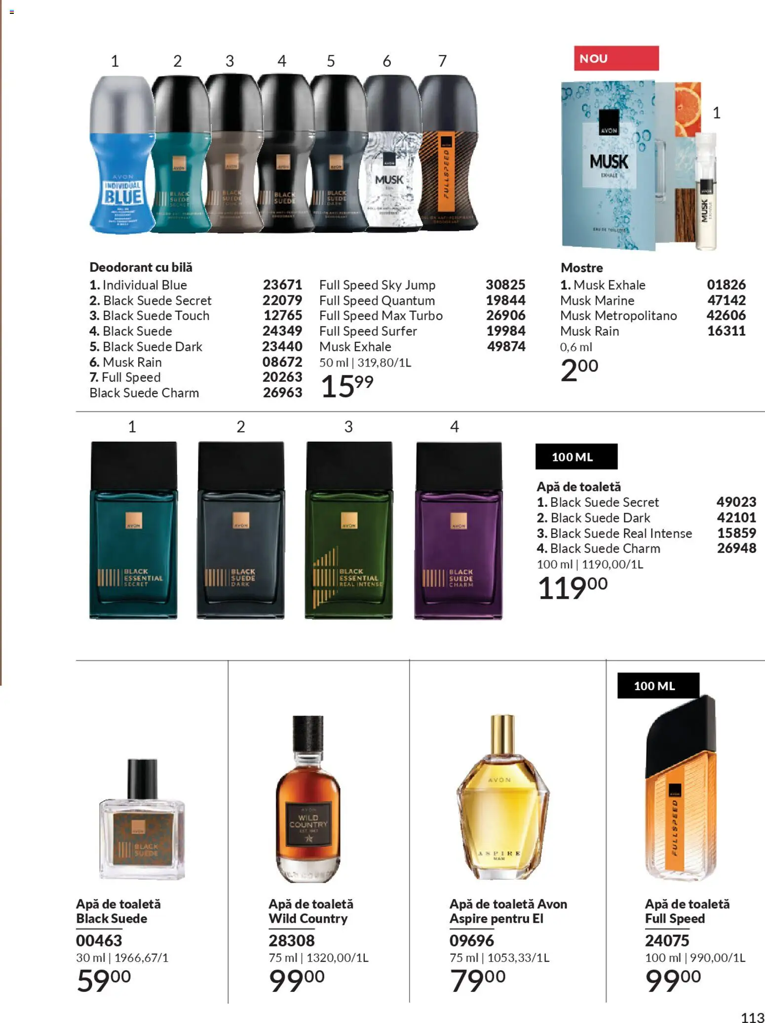 Catalog Avon 1 - 30 Ianuarie 2026 | Pagina 115 | Produse: Toaletă, Apă de toaletă, Deodorant, Apă