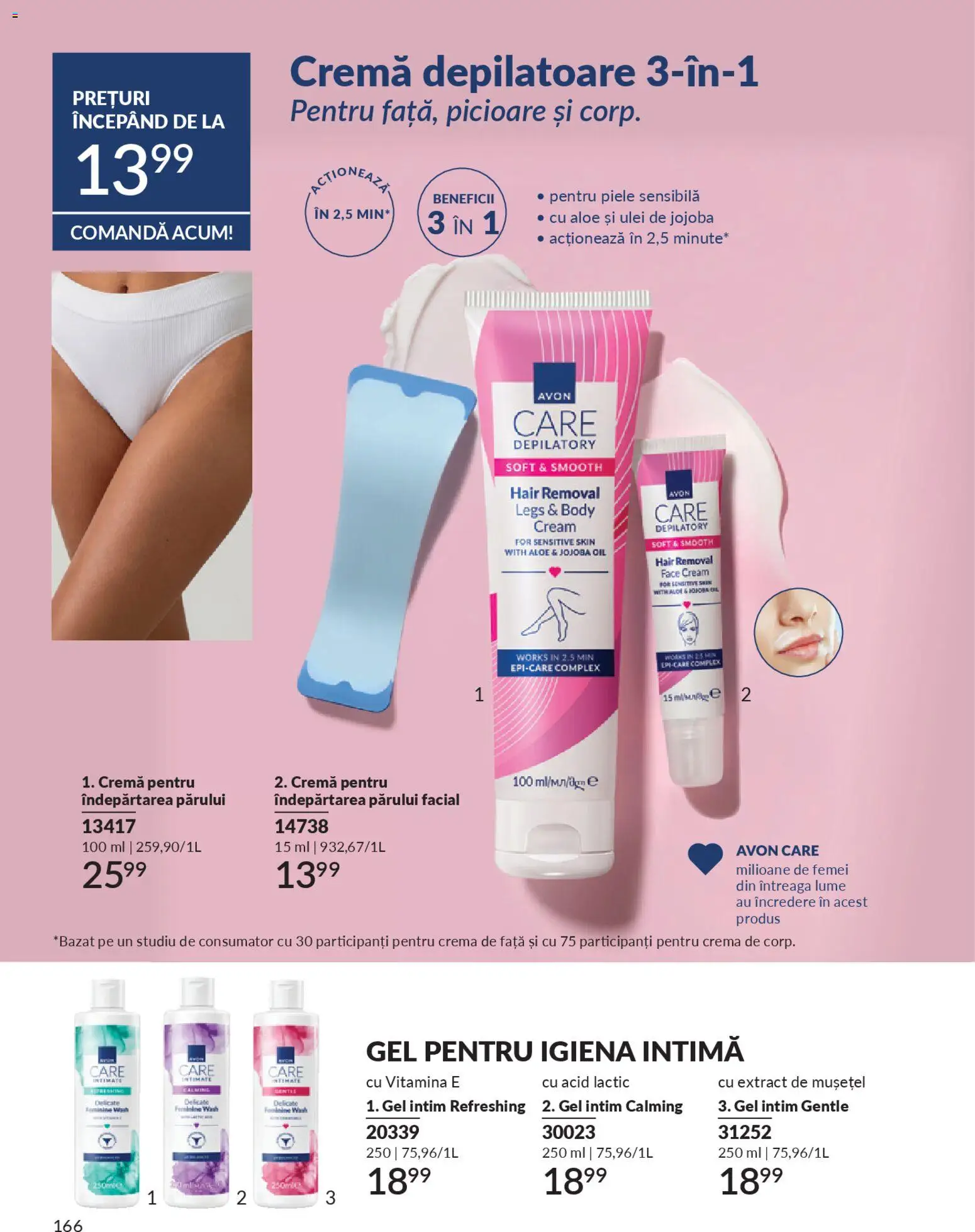 Catalog Avon 1 - 30 Ianuarie 2026 | Pagina 168 | Produse: Gel intim, Body, Cremă, Cremă depilatoare