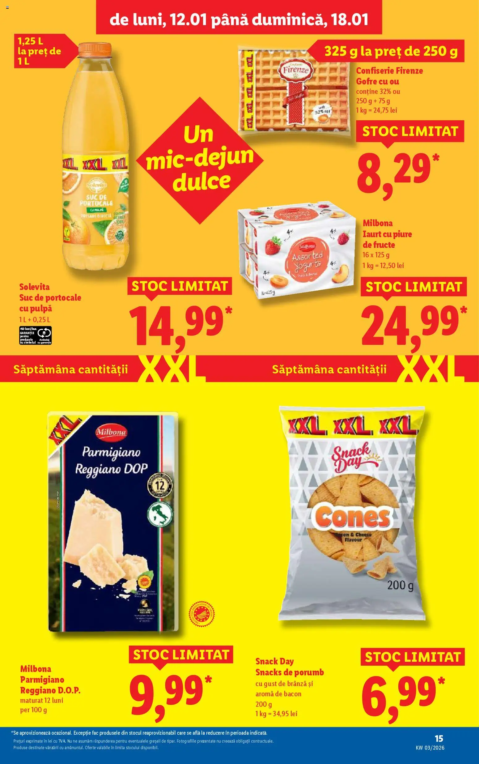 Catalog LIDL 12 - 17 Ianuarie 2026 | Pagina 15 | Produse: Bacon, Brânză, Iaurt, Suc