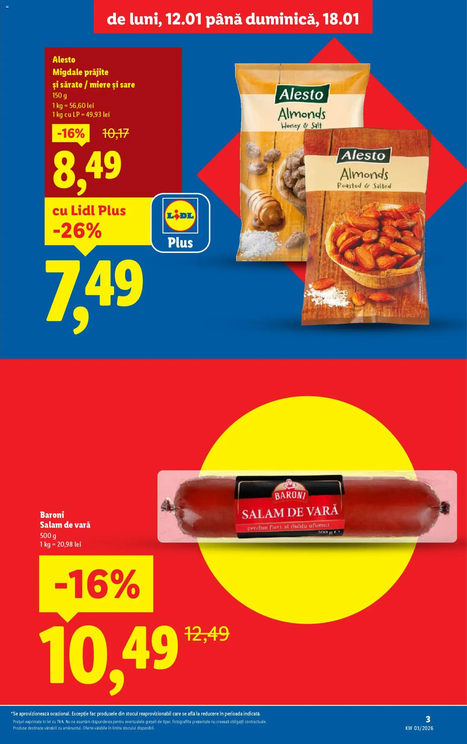 Catalog LIDL 12 - 17 Ianuarie 2026 | Pagina 3 | Produse: Migdale, Salam, Sare