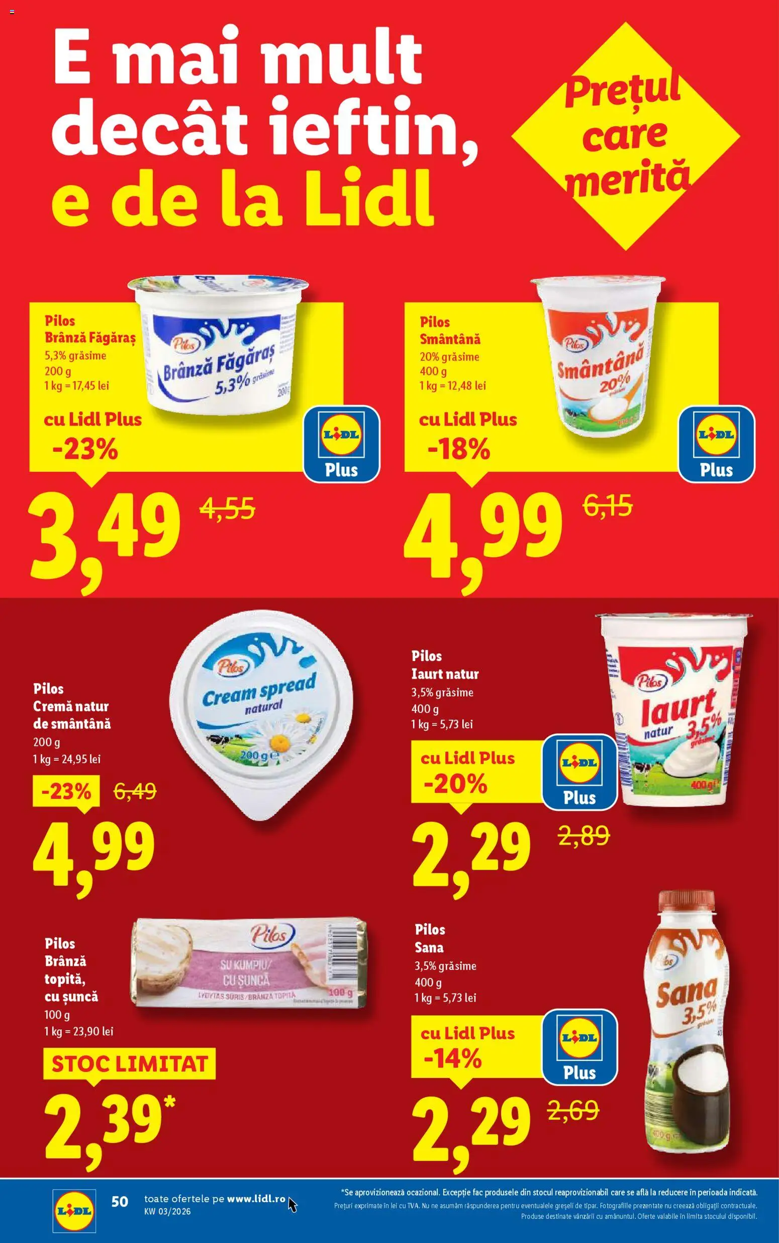 Catalog LIDL 12 - 17 Ianuarie 2026 | Pagina 50 | Produse: Toplar, Brânză, Iaurt, Smântână