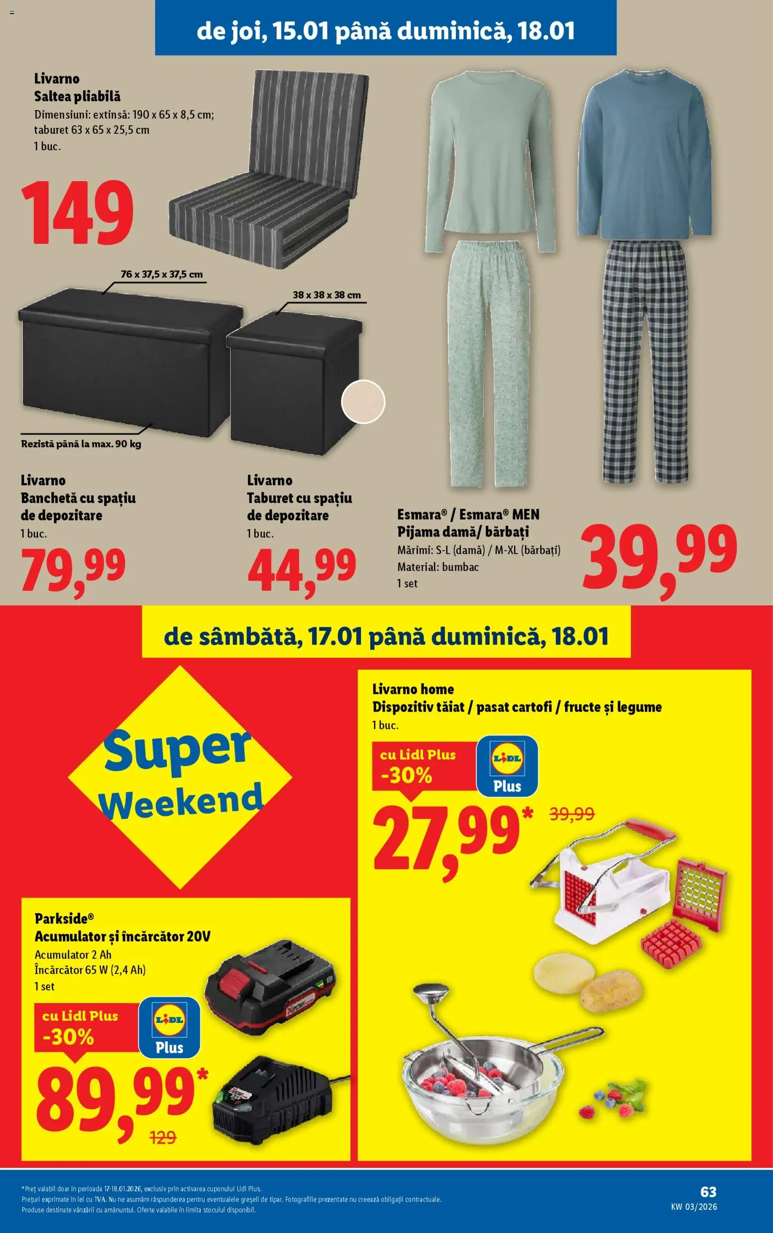 Catalog LIDL 12 - 17 Ianuarie 2026 | Pagina 63 | Produse: Saltea, Taburet, Cartofi, Legume