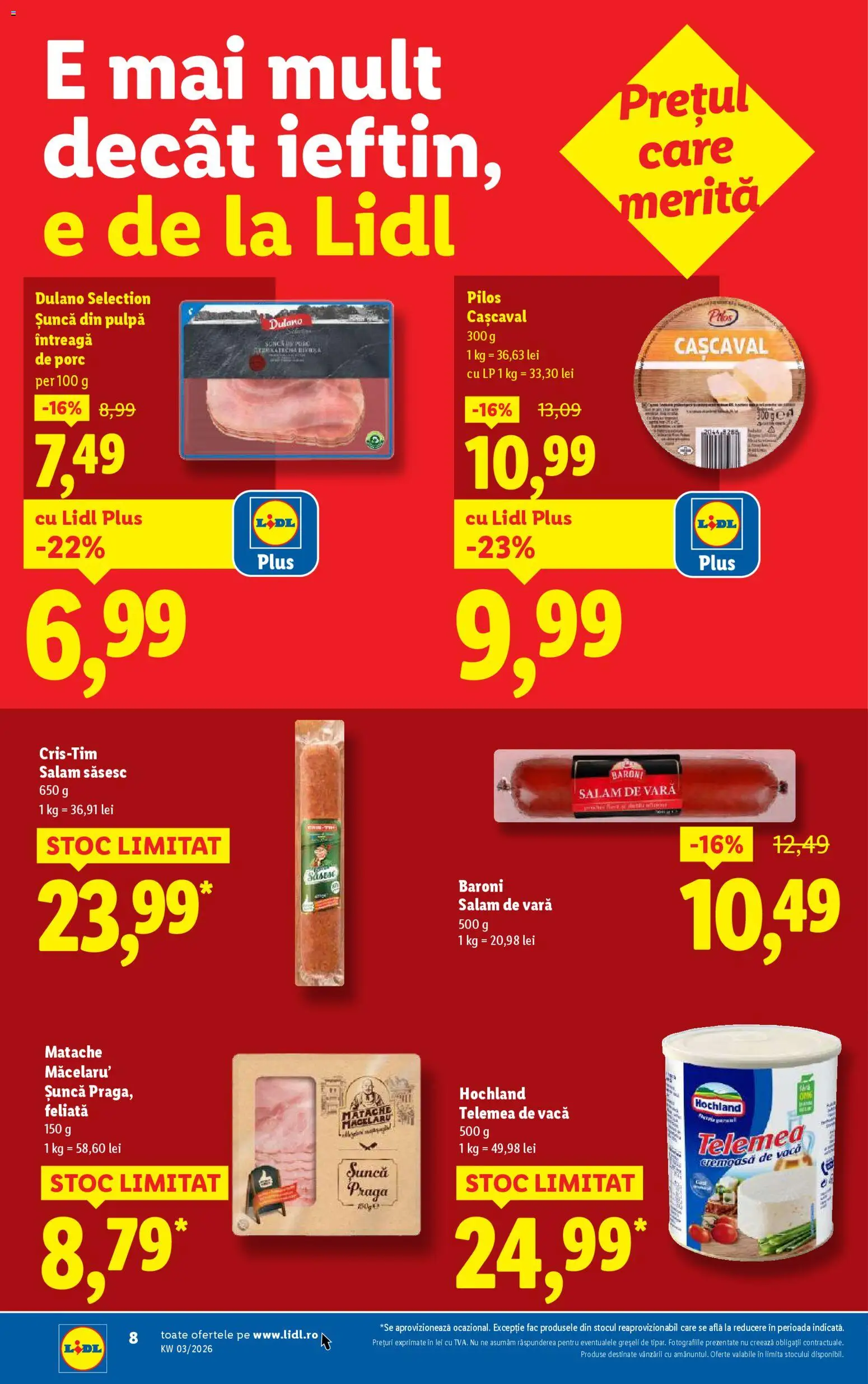 Catalog LIDL 12 - 17 Ianuarie 2026 | Pagina 8 | Produse: Toplar, Cașcaval, Salam, Șuncă