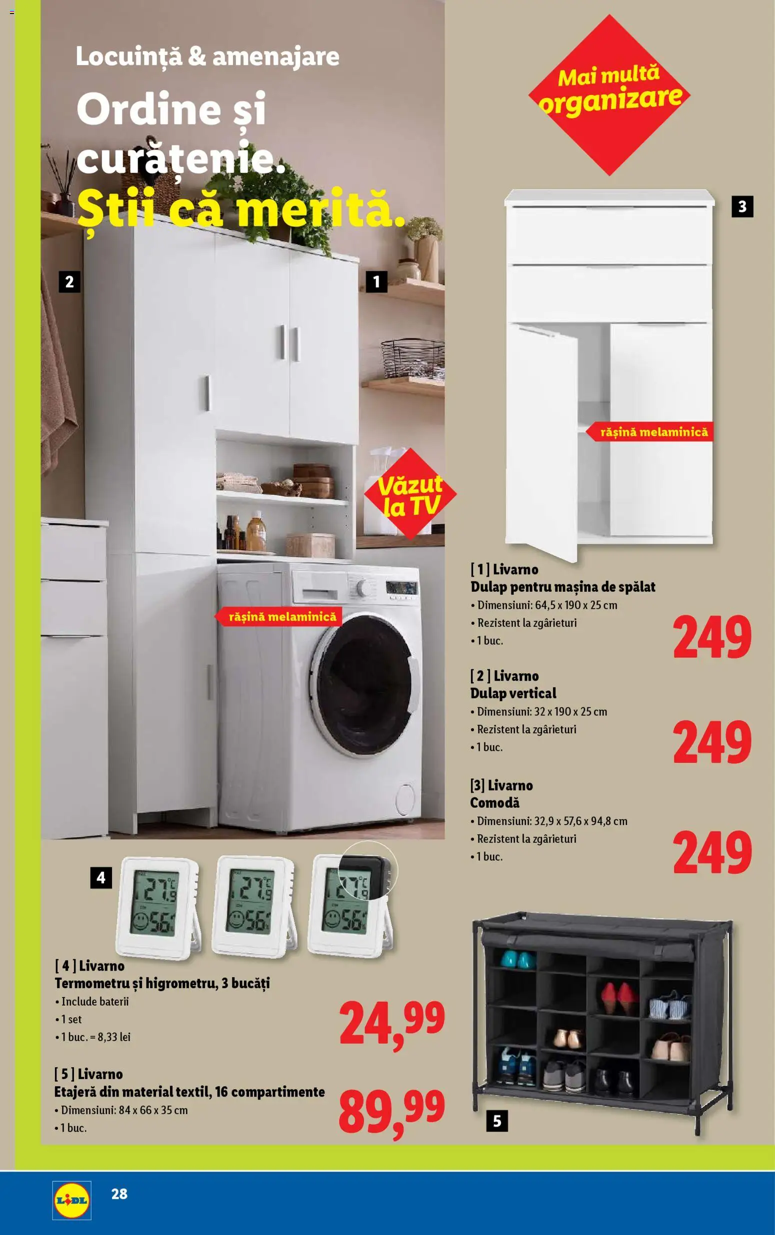 Catalog LIDL 5 - 10 Ianuarie 2026 | Pagina 28 | Produse: Mașină De Spălat, Termometru, Etajeră, Baterii