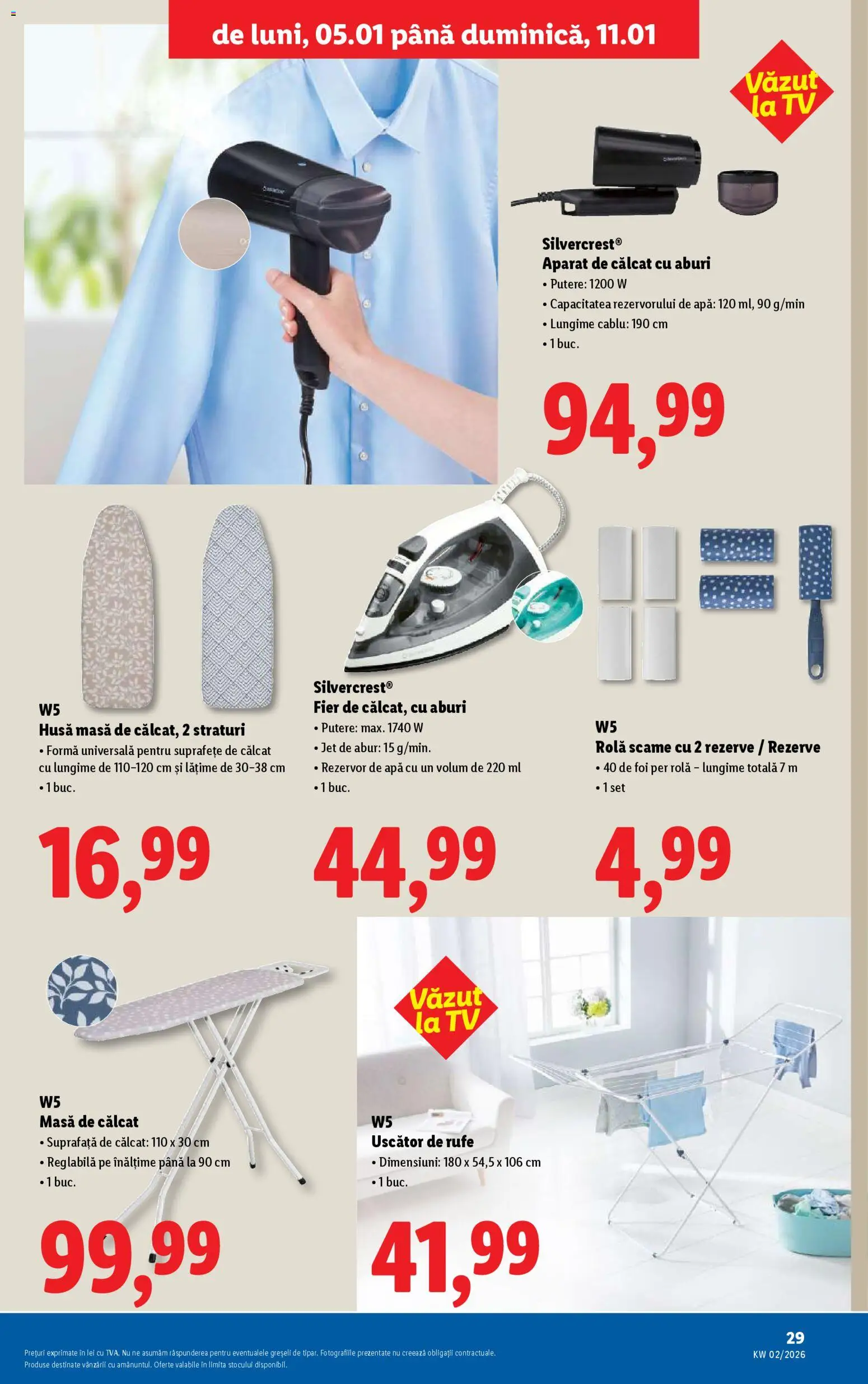 Catalog LIDL 5 - 10 Ianuarie 2026 | Pagina 29 | Produse: Aparat de călcat, Uscător, Masă, Masă de călcat