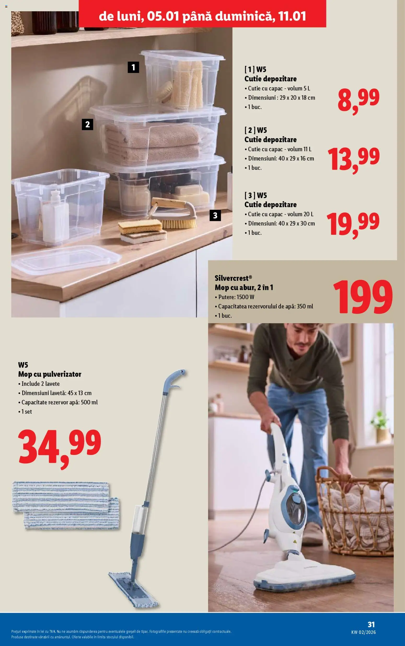 Catalog LIDL 5 - 10 Ianuarie 2026 | Pagina 31 | Produse: Mop, Cutie, Lavete, Apă