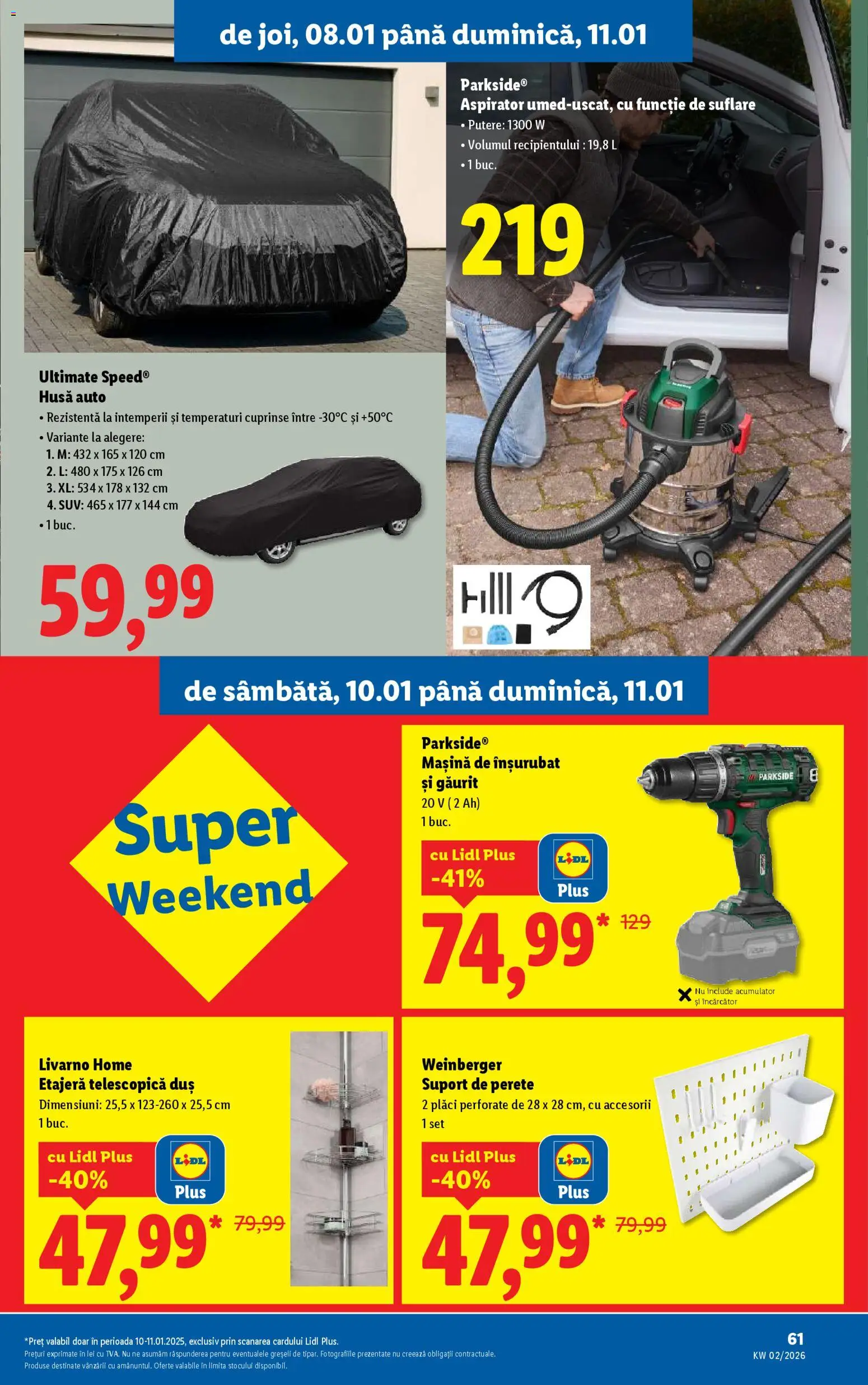 Catalog LIDL 5 - 10 Ianuarie 2026 | Pagina 61 | Produse: Încărcător, Aspirator, Duș, Etajeră