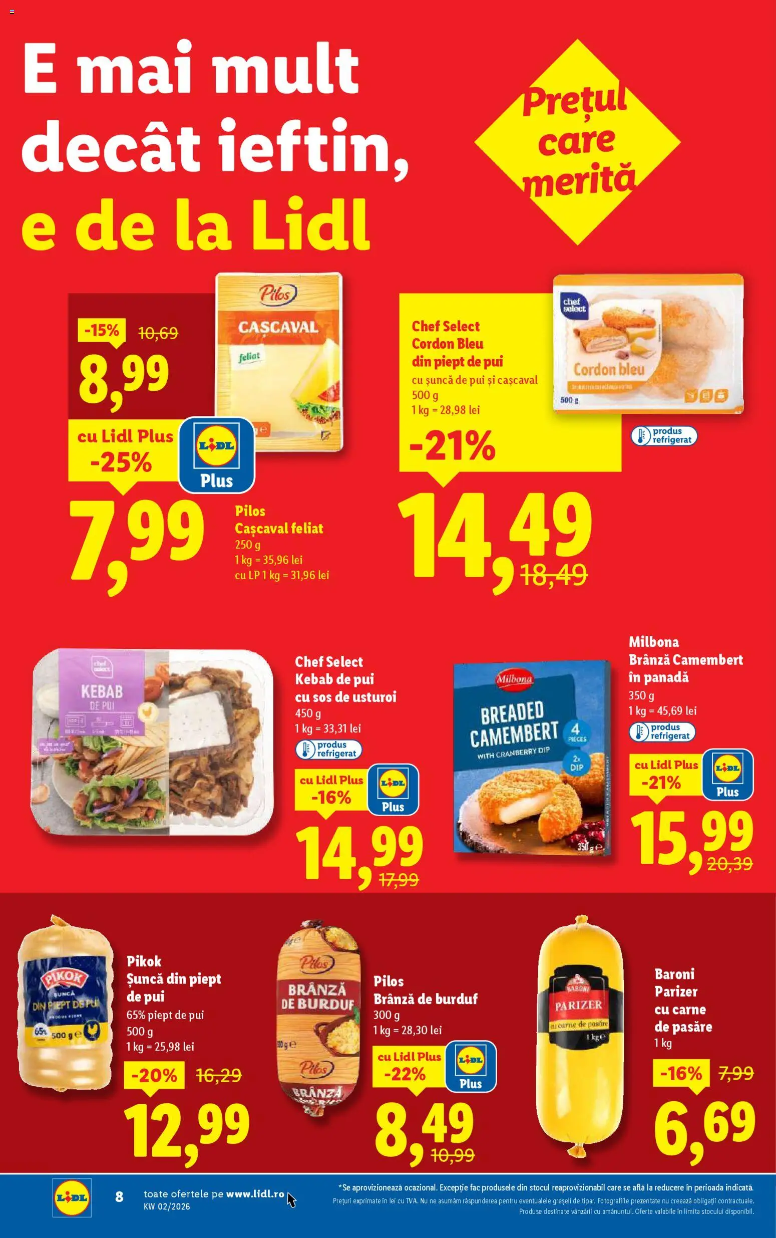 Catalog LIDL 5 - 10 Ianuarie 2026 | Pagina 8 | Produse: Toplar, Brânză, Șuncă, Sos