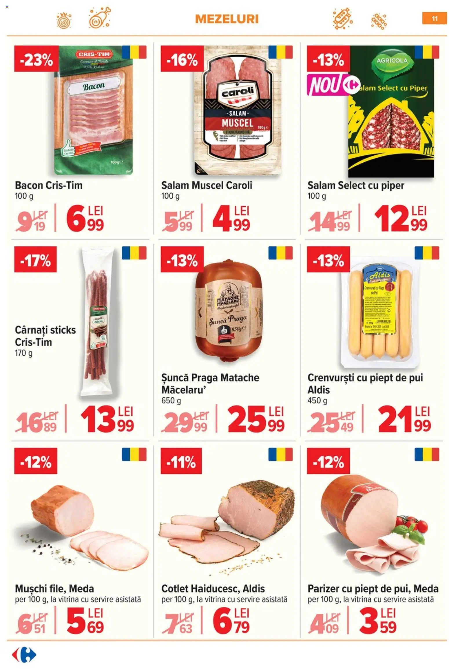 Catalog Carrefour 8 - 12 Ianuarie 2026 | Pagina 11 | Produse: Vitrină, Crenvurști, Salam, Parizer