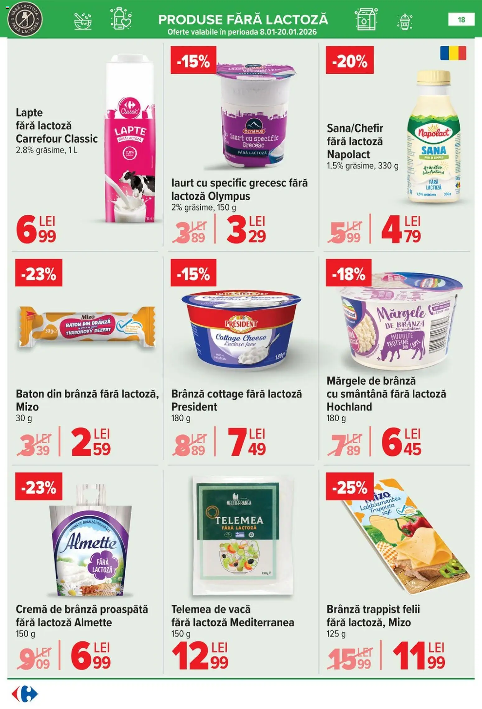 Catalog Carrefour 8 - 12 Ianuarie 2026 | Pagina 18 | Produse: Brânză, Iaurt, Cremă de brânză, Smântână