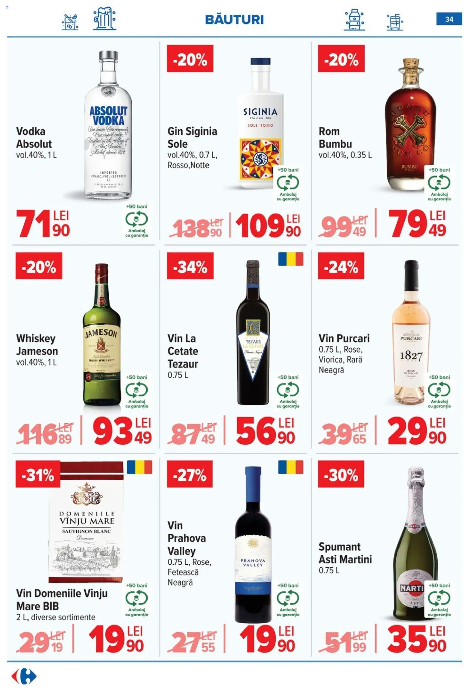 Catalog Carrefour 8 - 12 Ianuarie 2026 | Pagina 34 | Produse: Yulaf, Gin, Vodka, Whiskey
