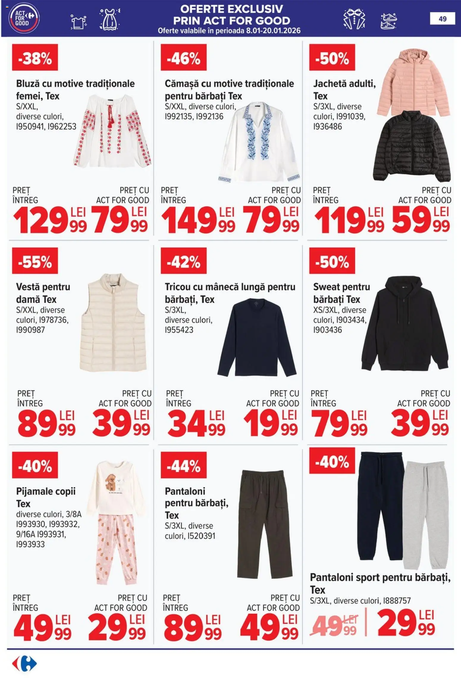 Catalog Carrefour 8 - 12 Ianuarie 2026 | Pagina 49 | Produse: Jachetă, Bluză, Vestă, Pantaloni