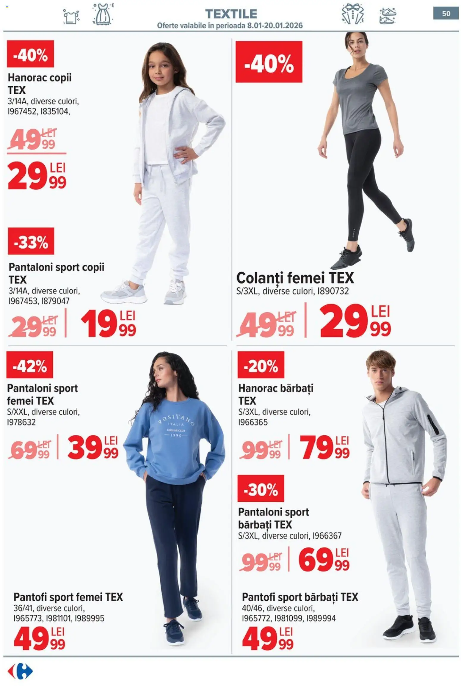 Catalog Carrefour 8 - 12 Ianuarie 2026 | Pagina 50 | Produse: Pantofi, Pantaloni, Colanți, Keşe