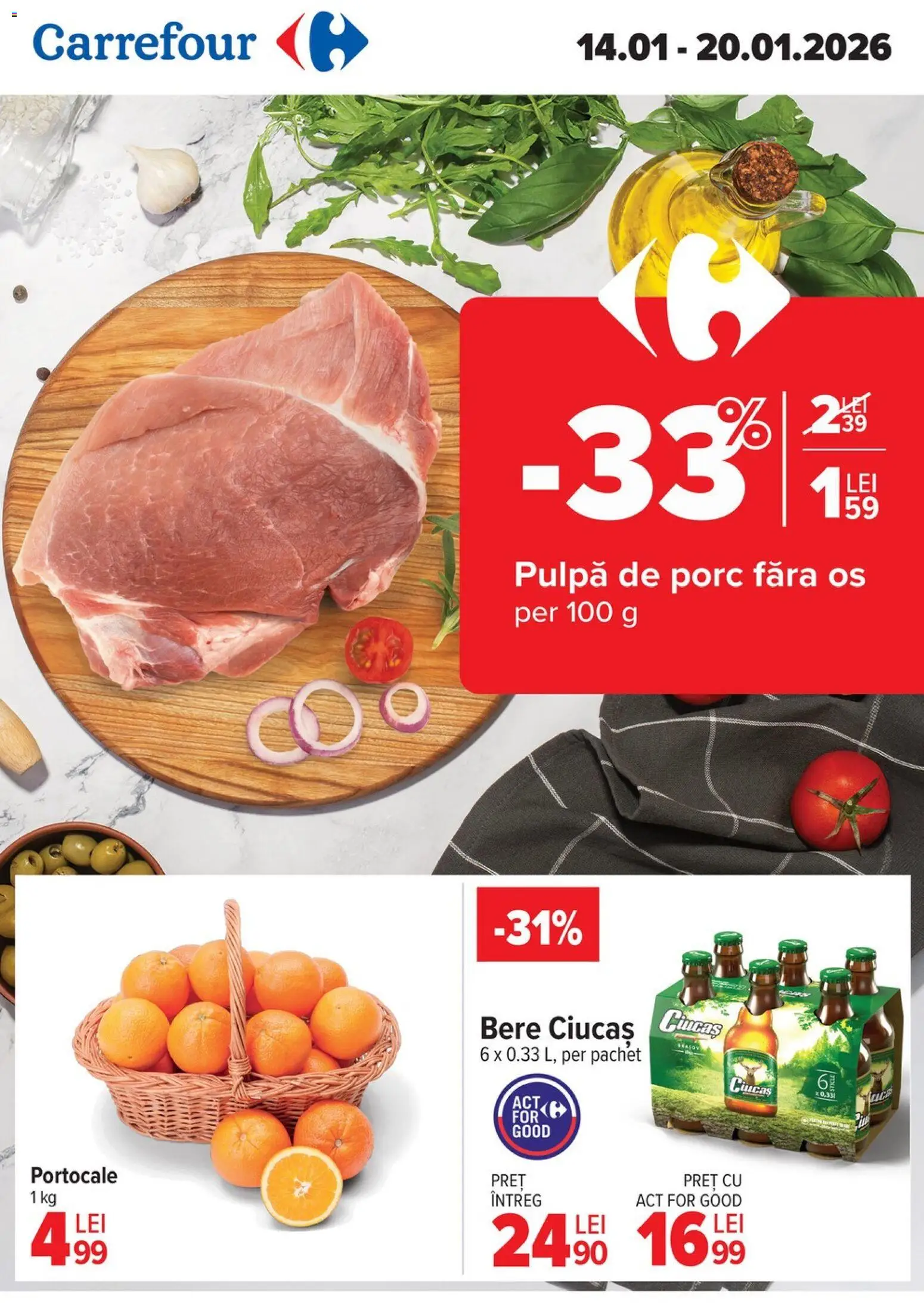 Catalog Carrefour 14 - 19 Ianuarie 2026 | Pagina 1 | Produse: Bere, Portocale