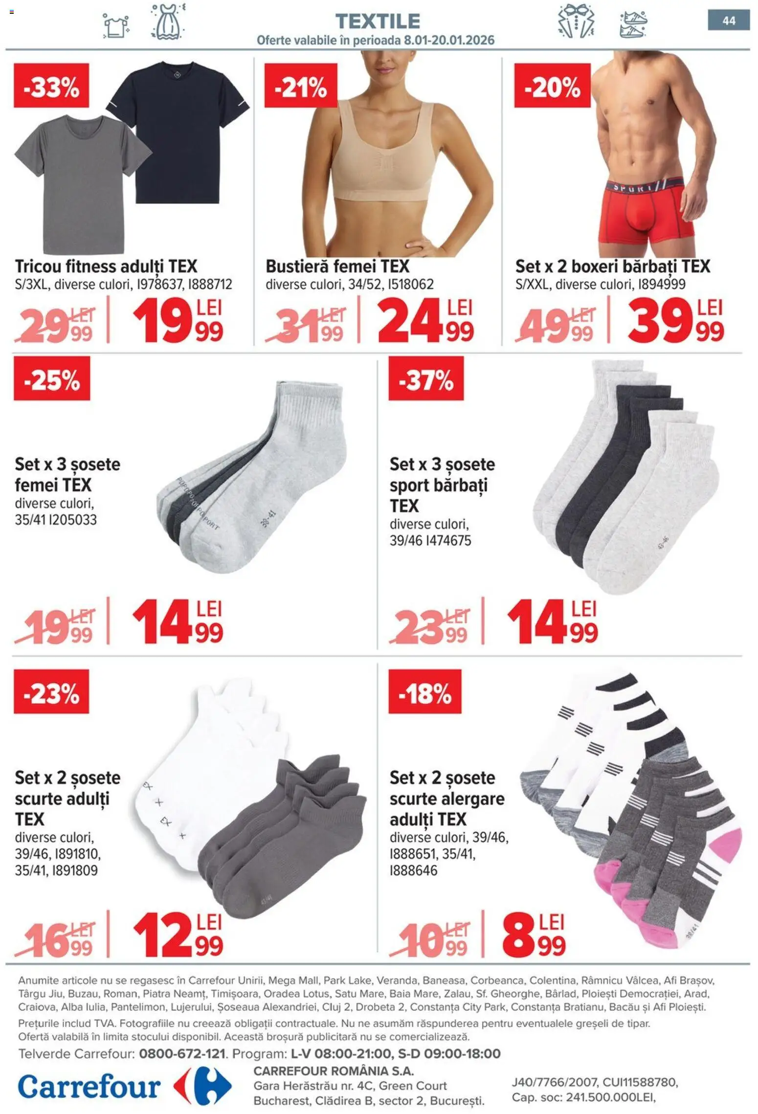 Catalog Carrefour 14 - 19 Ianuarie 2026 | Pagina 46 | Produse: Bustieră, Tricou, Șosete, Boxeri