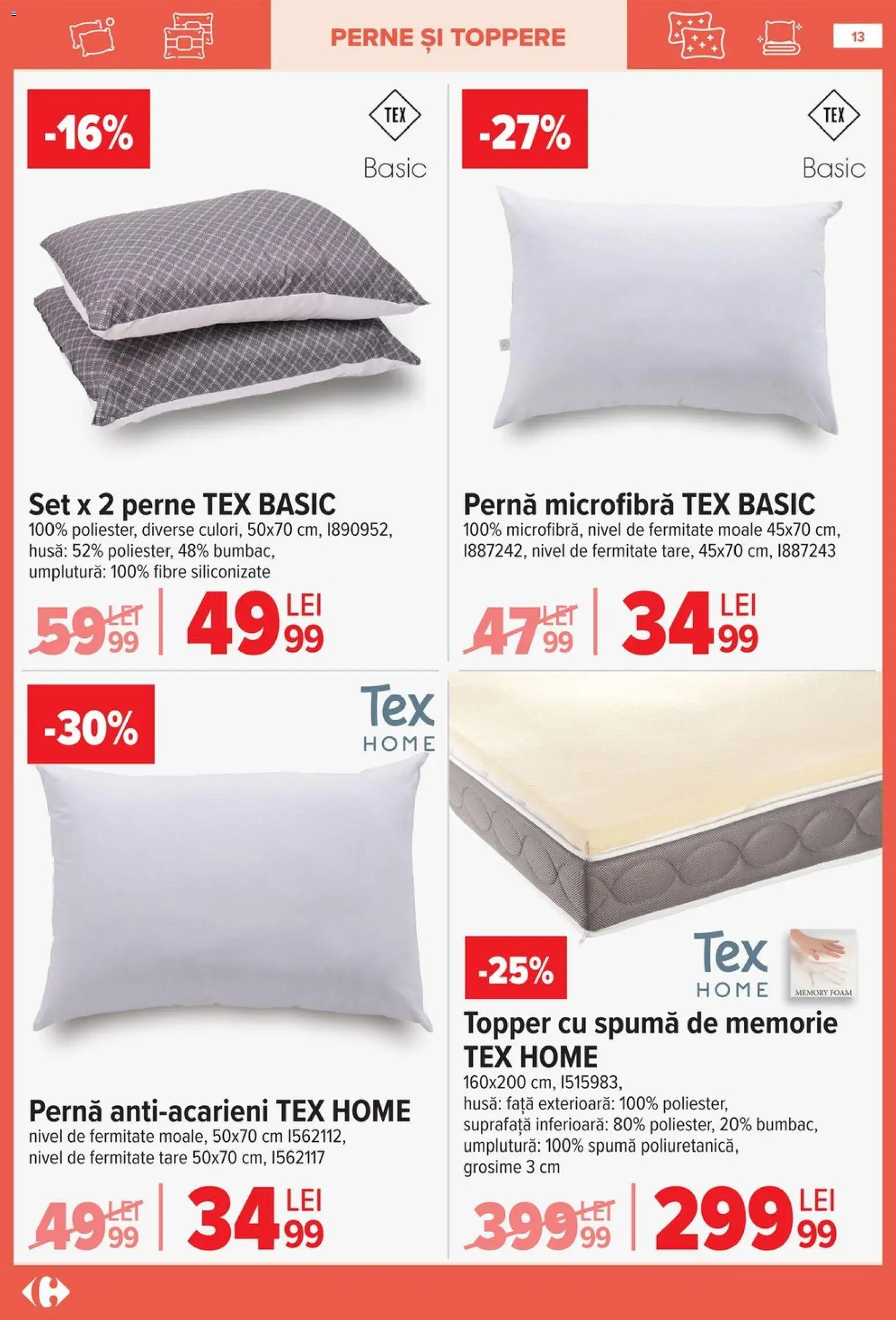 Catalog Carrefour 14 Ianuarie - 9 Februarie 2026 | Pagina 13 | Produse: Memorie, Pernă, Topper