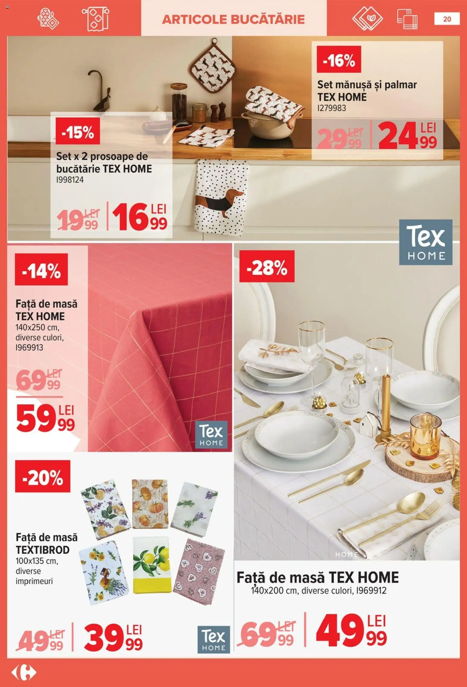 Catalog Carrefour 14 Ianuarie - 9 Februarie 2026 | Pagina 20 | Produse: Față de masă, Prosoape de bucătărie, Masă, Bucătărie