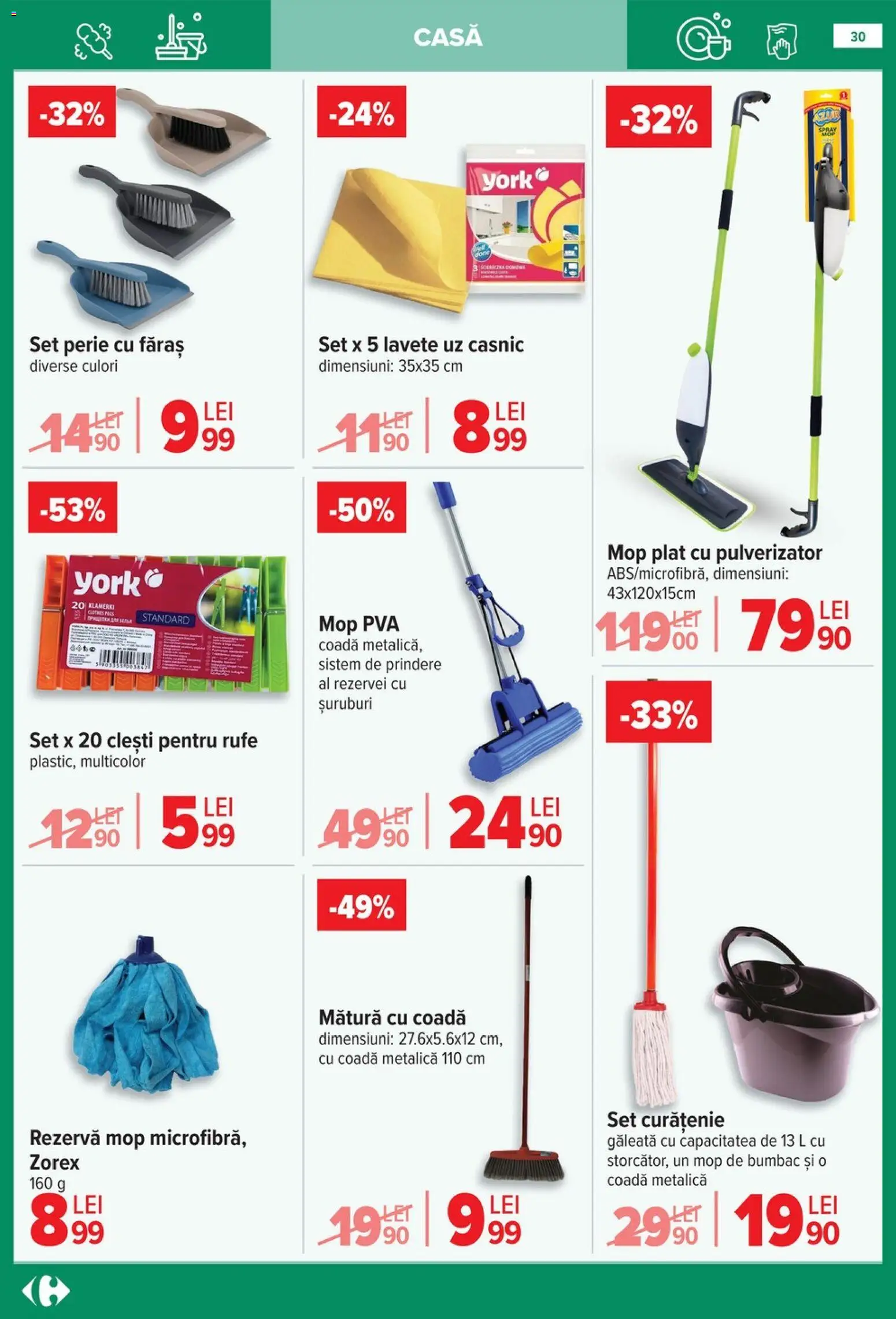 Catalog Carrefour 14 Ianuarie - 9 Februarie 2026 | Pagina 30 | Produse: Mop, Mătură, Perie, Lavete