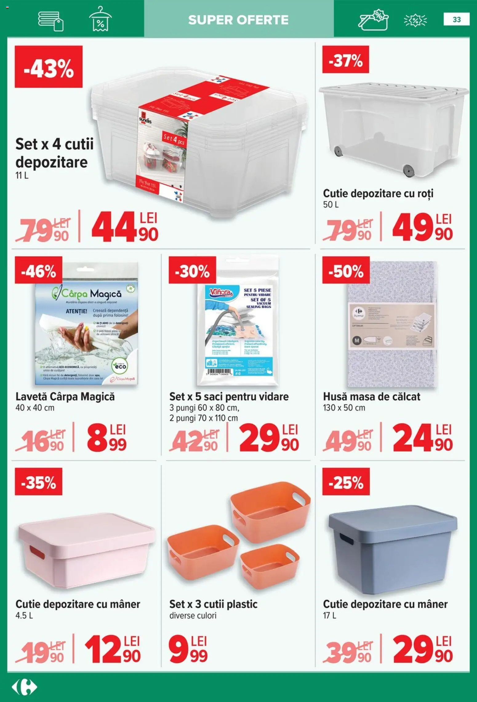 Catalog Carrefour 14 Ianuarie - 9 Februarie 2026 | Pagina 33 | Produse: Mâner, Masă, Cutie, Masă de călcat